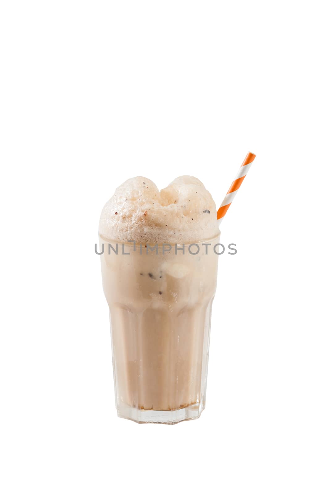 Root beer with vanilla ice cream isolated on white background with clipping path
