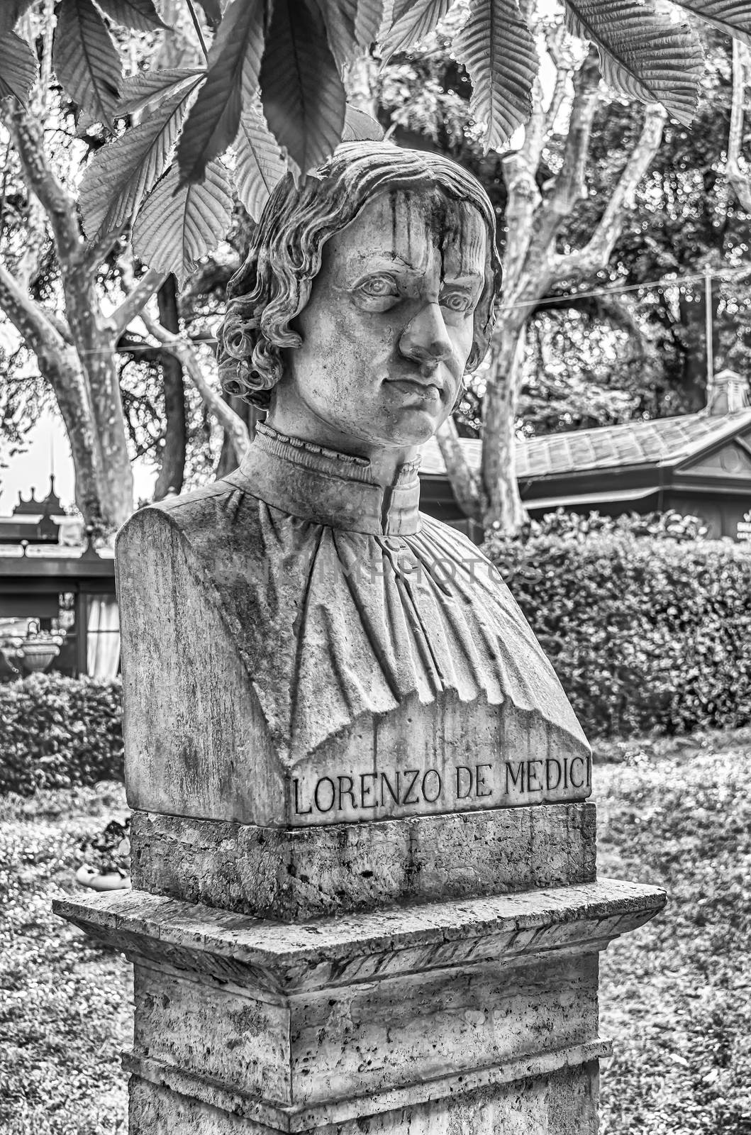 Bust statue of Lorenzo de' Medici. Sculpture in Villa Borghese p by marcorubino