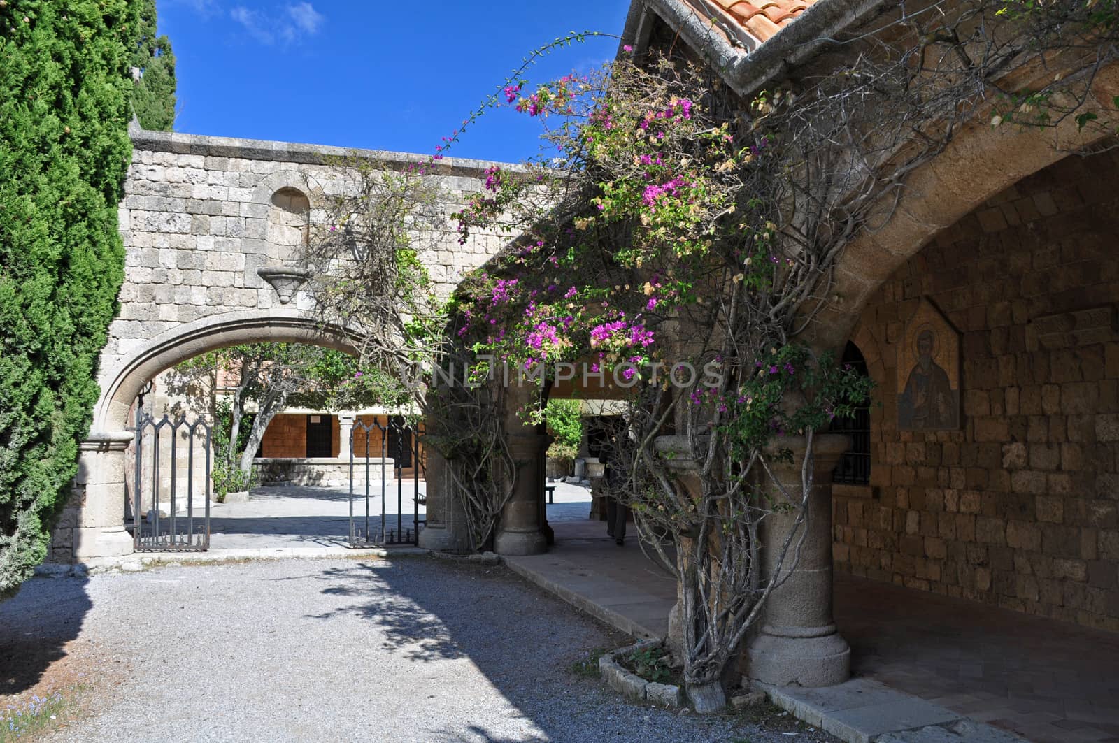 Courtyard at Ialyssos Monastery Rhodes by dpe123