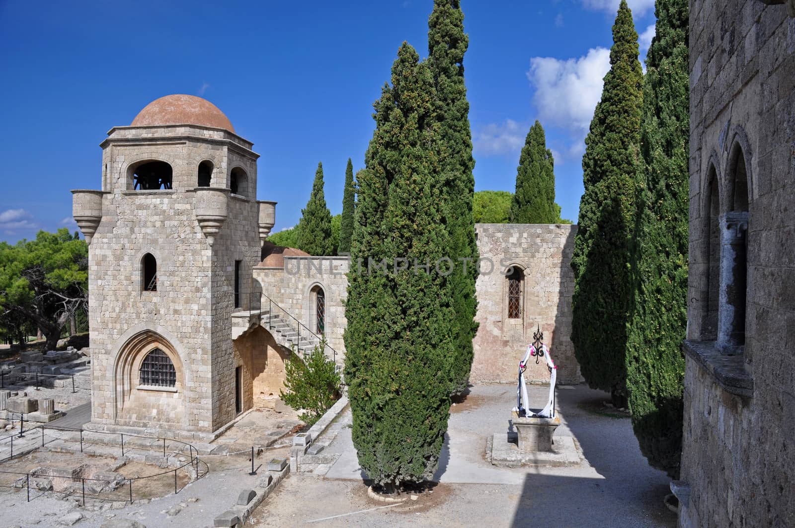 Church of our Lady, at Ialyssos monastery on the Greek island of Rhodes. Built at the top of Mount Filerimos