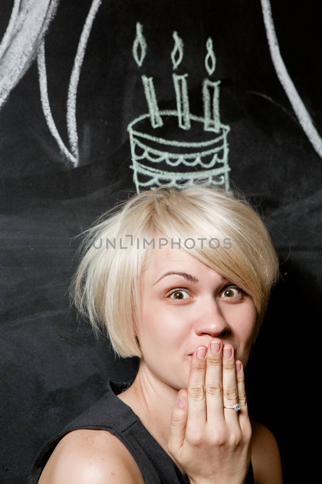 cute girl on the background of a decorative wall