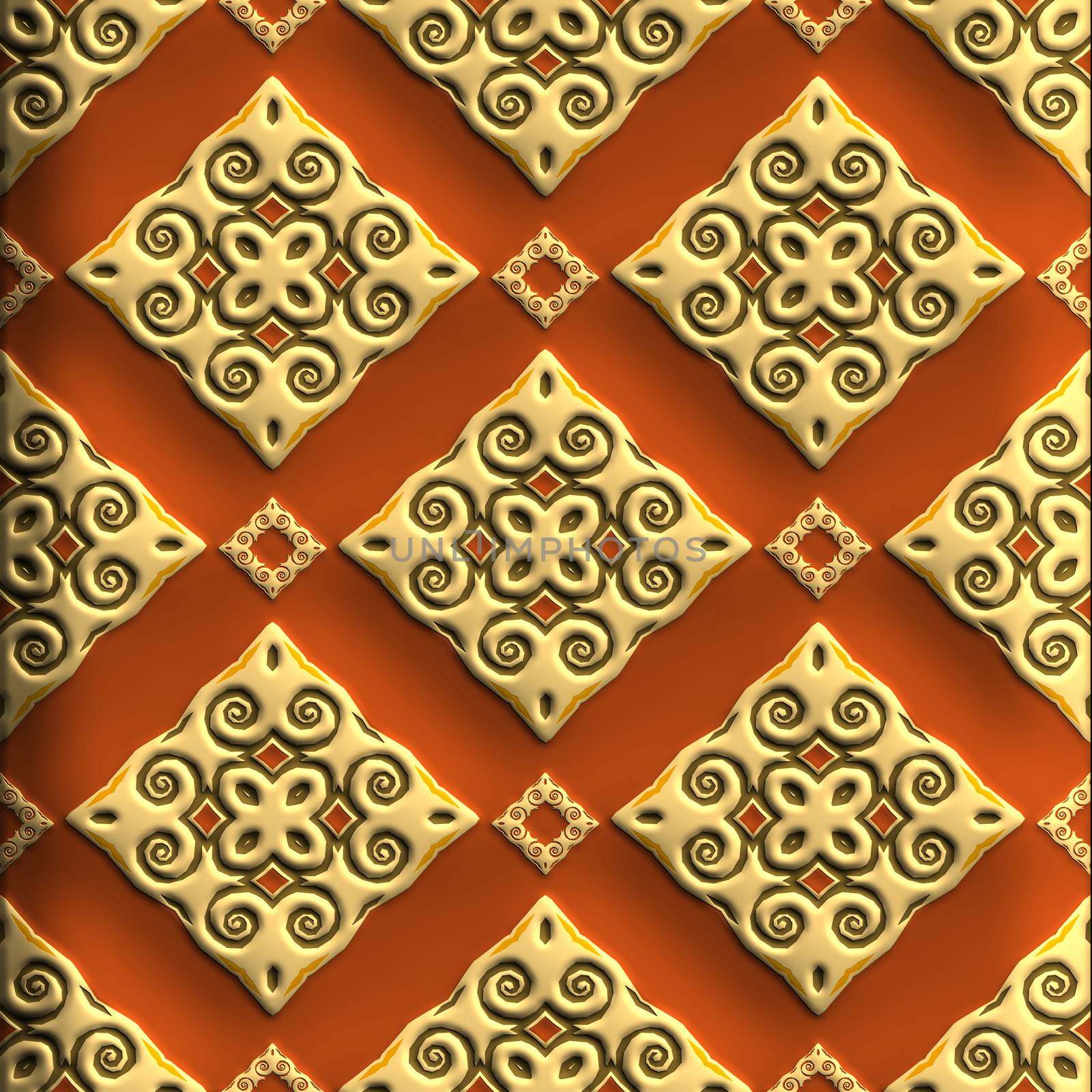 Plastic background tiles with embossed abstract ornament