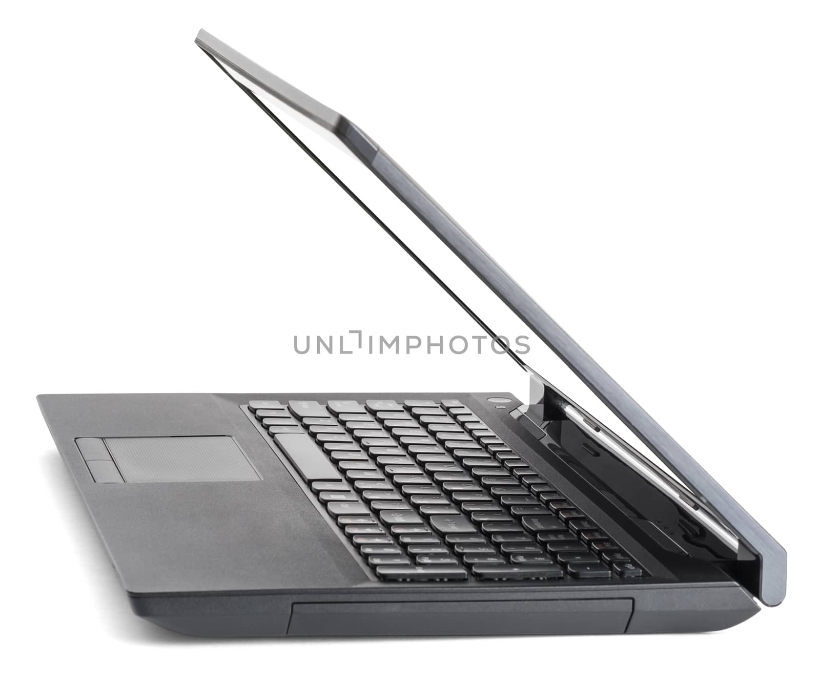 Black laptop on white by cherezoff