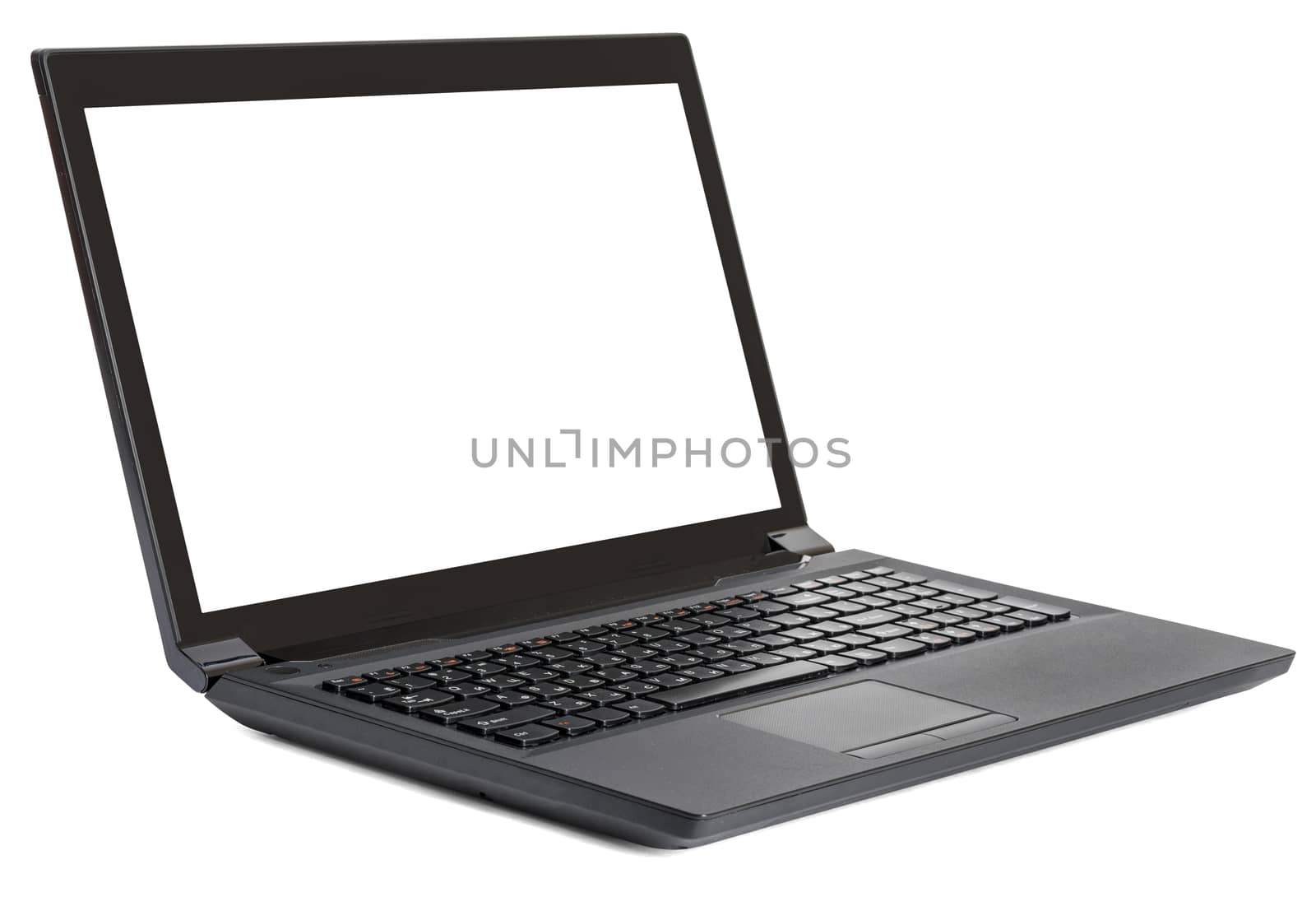 Black laptop on white by cherezoff