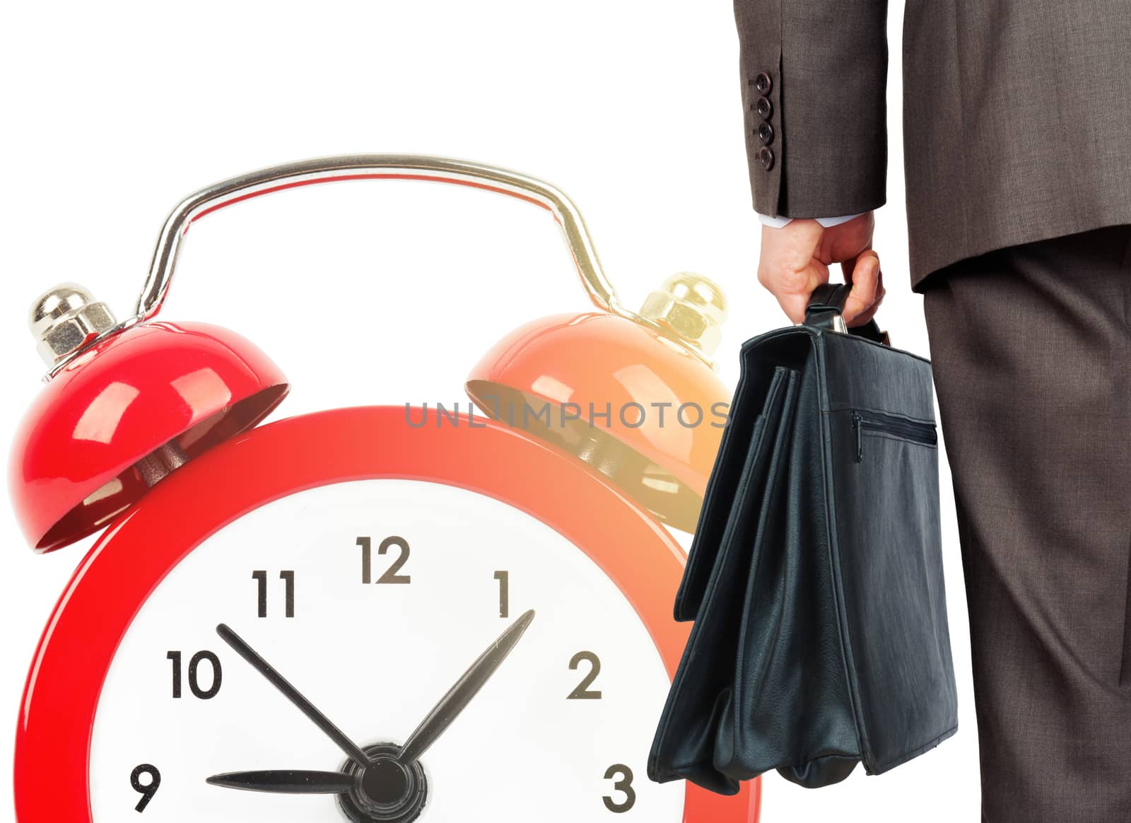 Businessman with big alarm clock by cherezoff