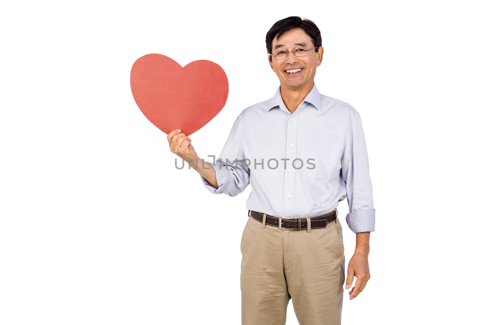 Older asian man showing heart by Wavebreakmedia