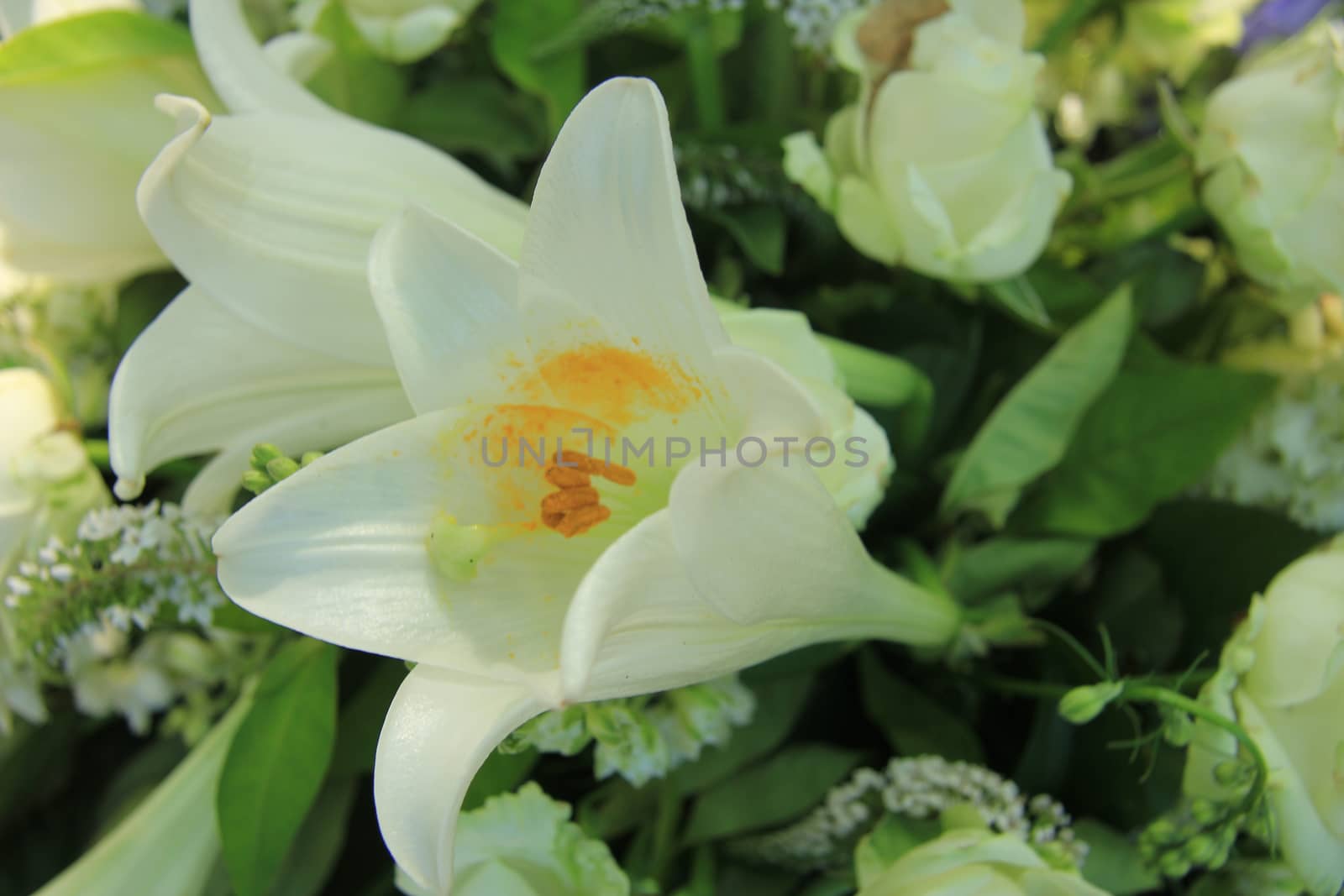 White tiger lily in a bridal arrangement 