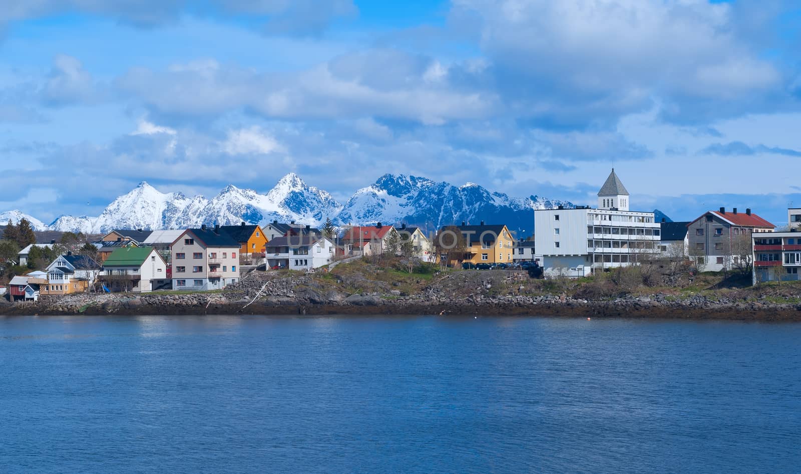 Town Svolvaer on Lofoten islands in sunny summer day by BIG_TAU