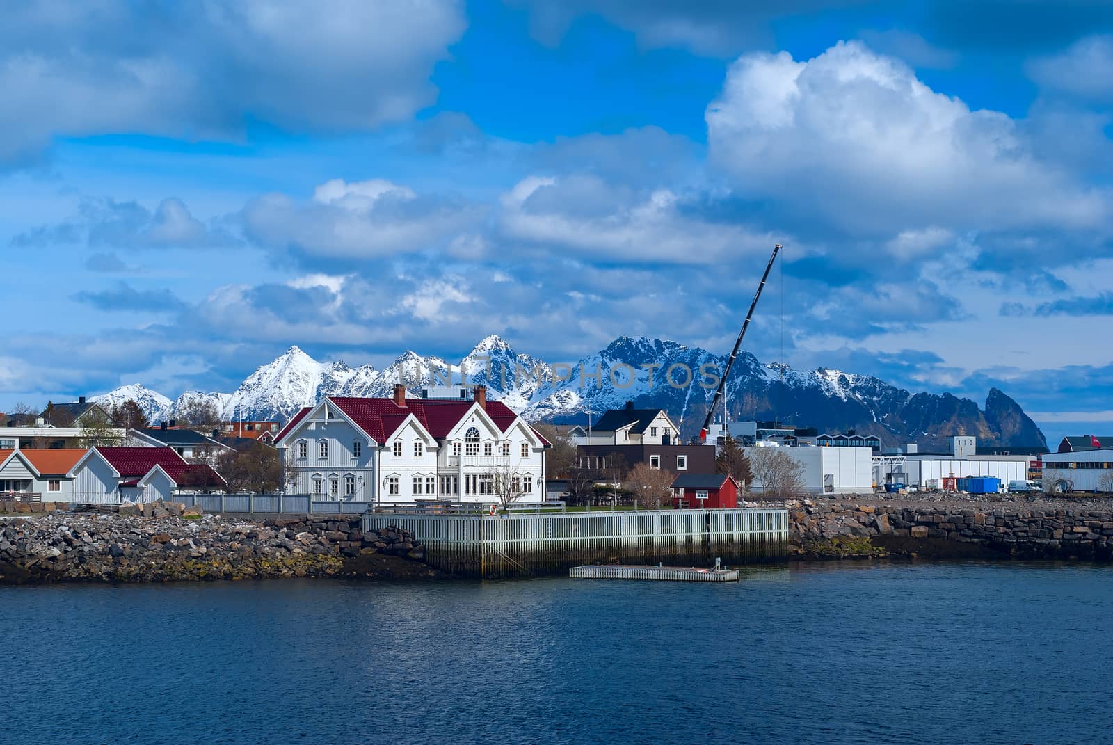 Town Svolvaer on Lofoten islands in sunny day by BIG_TAU