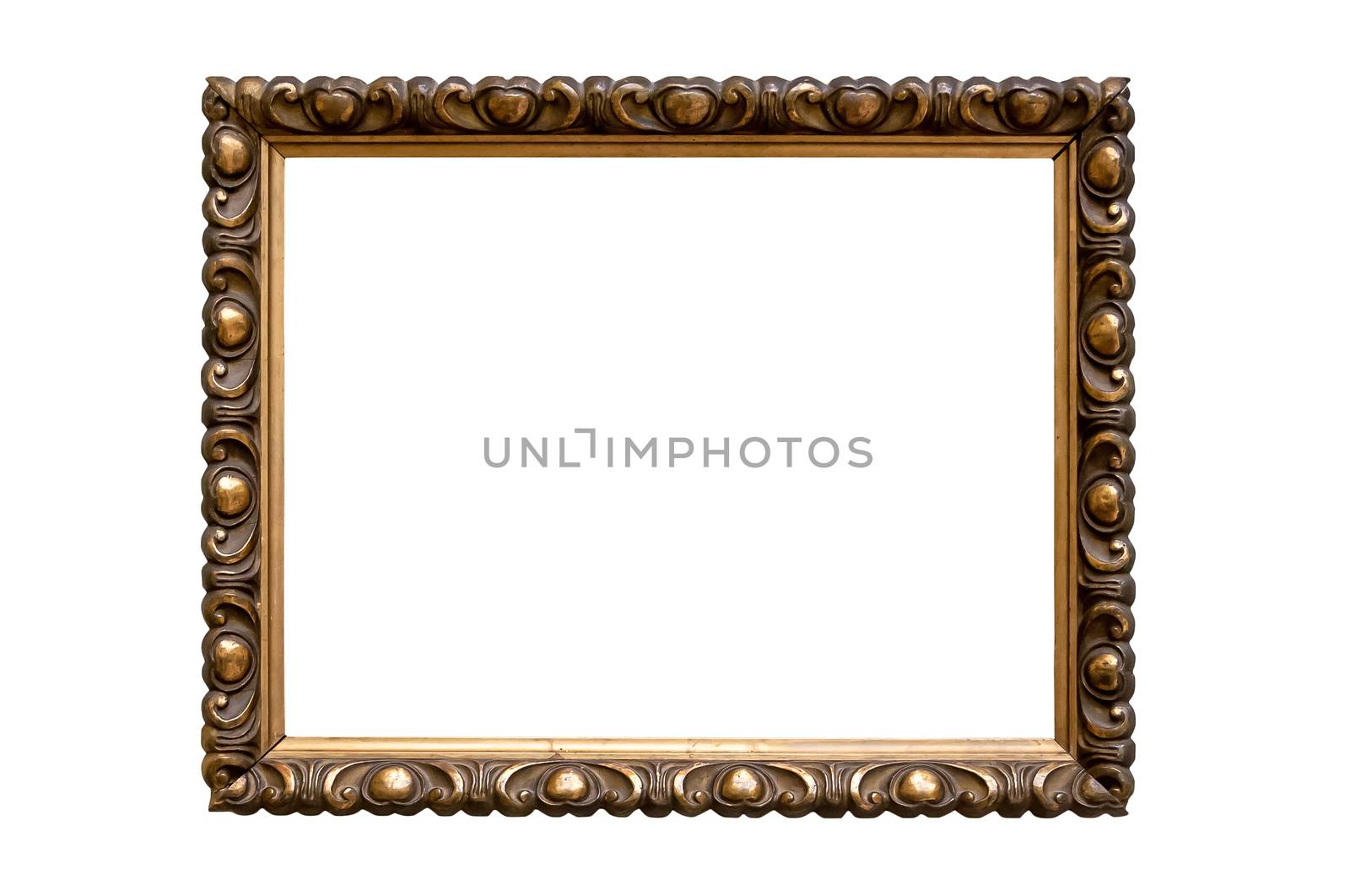 Rectangle decorative bronze picture frame isolated on white background with clipping path