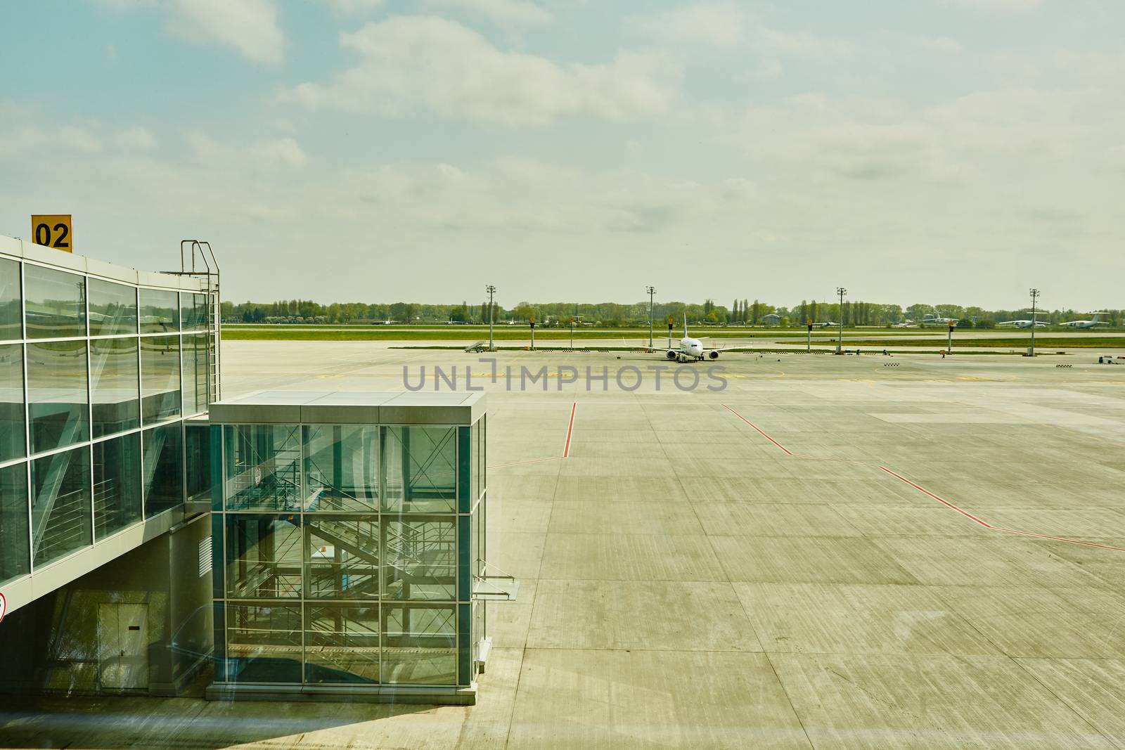Airplane at the terminal gate ready for takeoff  by sarymsakov