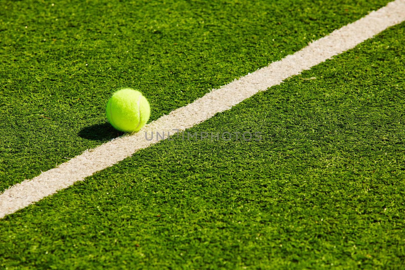 The tennis Ball on the Court. Summer day