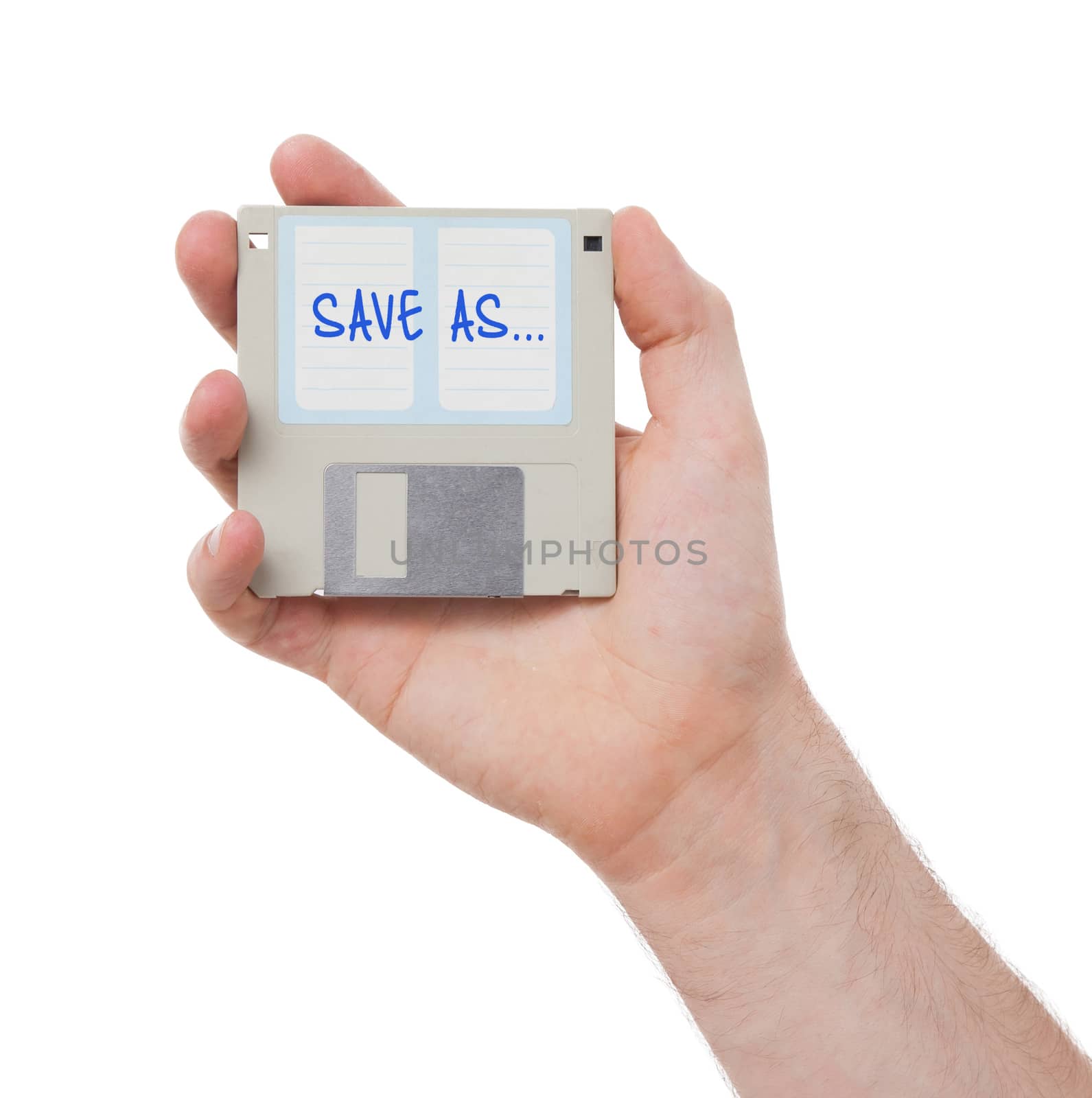 Floppy disk, data storage support, isolated on white - Save as