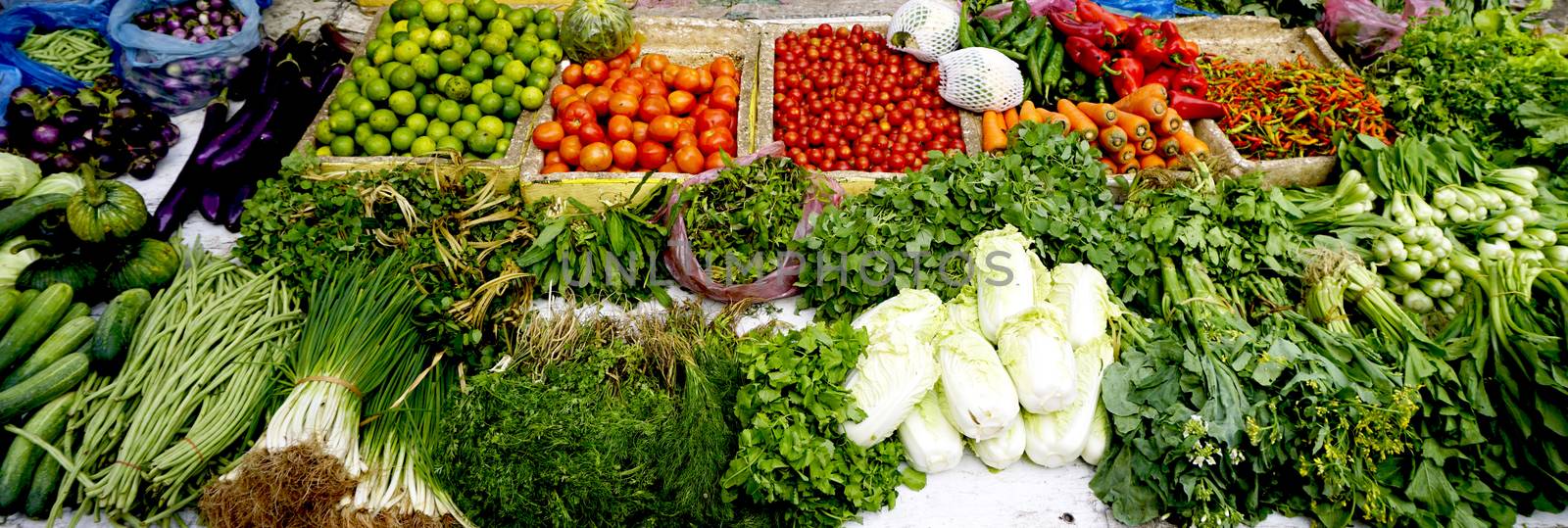 Fresh and organic vegetables at farmer local market  in Luang Prabang, Laos