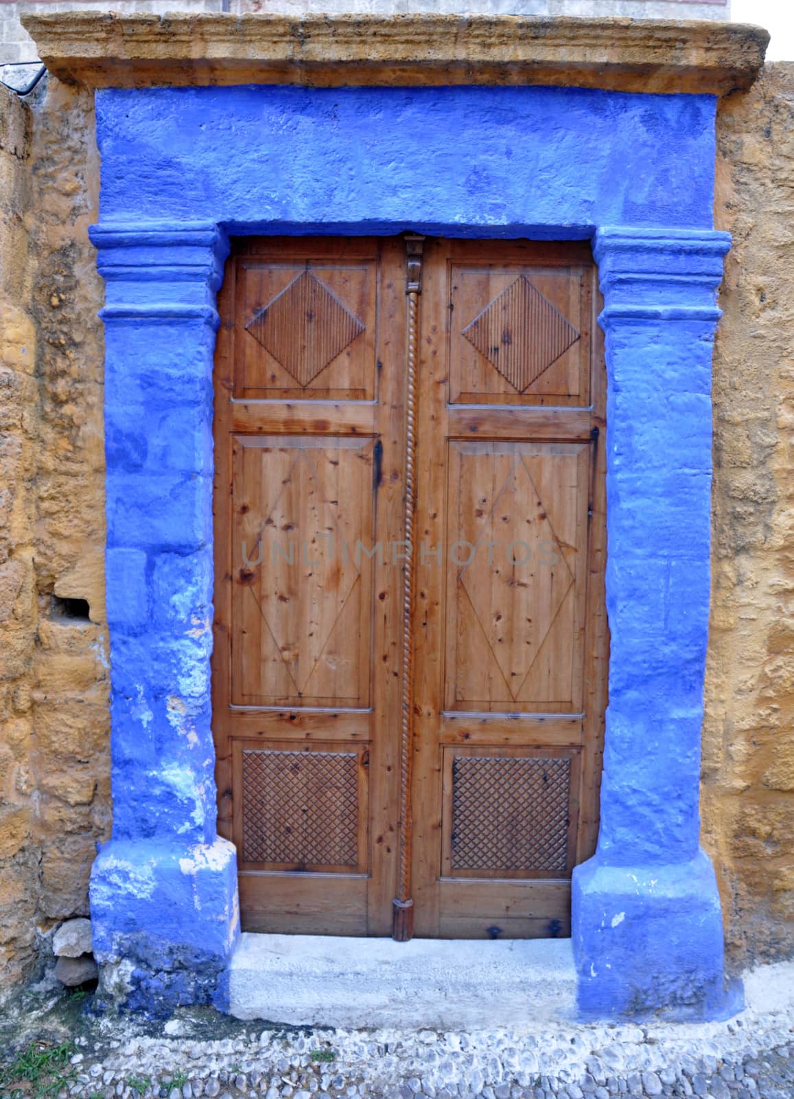 Traditional door on the Mediterranean Greek island of Rhodes