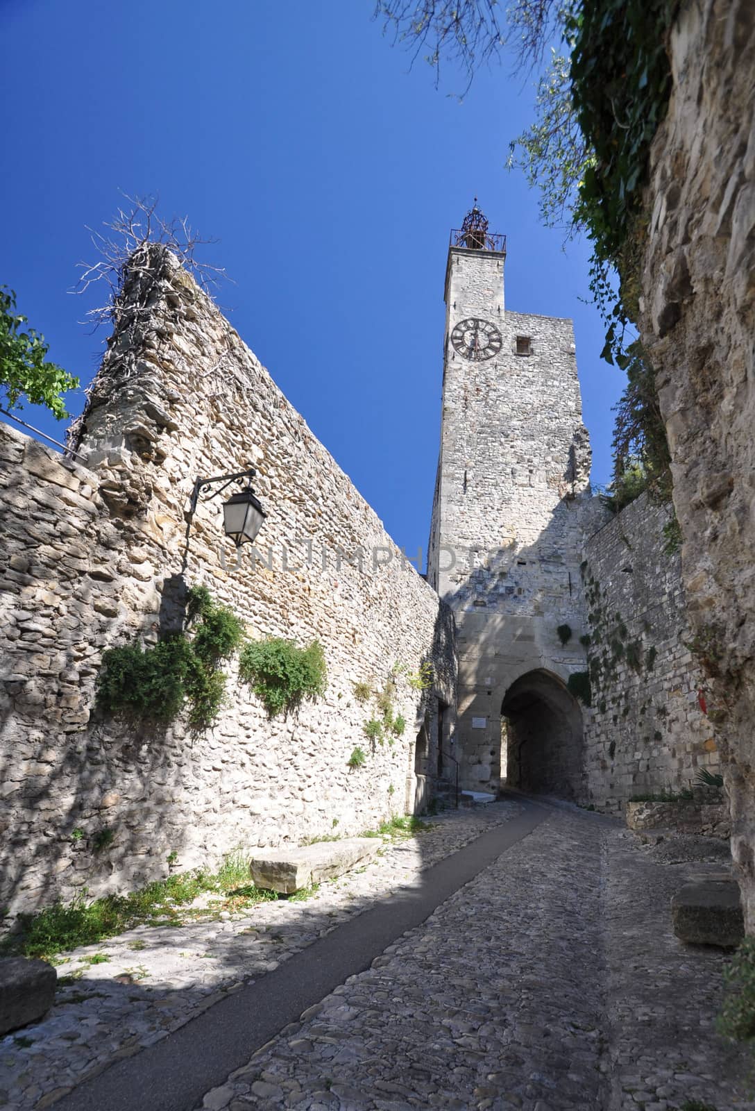 The Bell tower, ( Haute-Ville)  medieval city at Vaison La Romain, in the Vancluse, Provence, France.