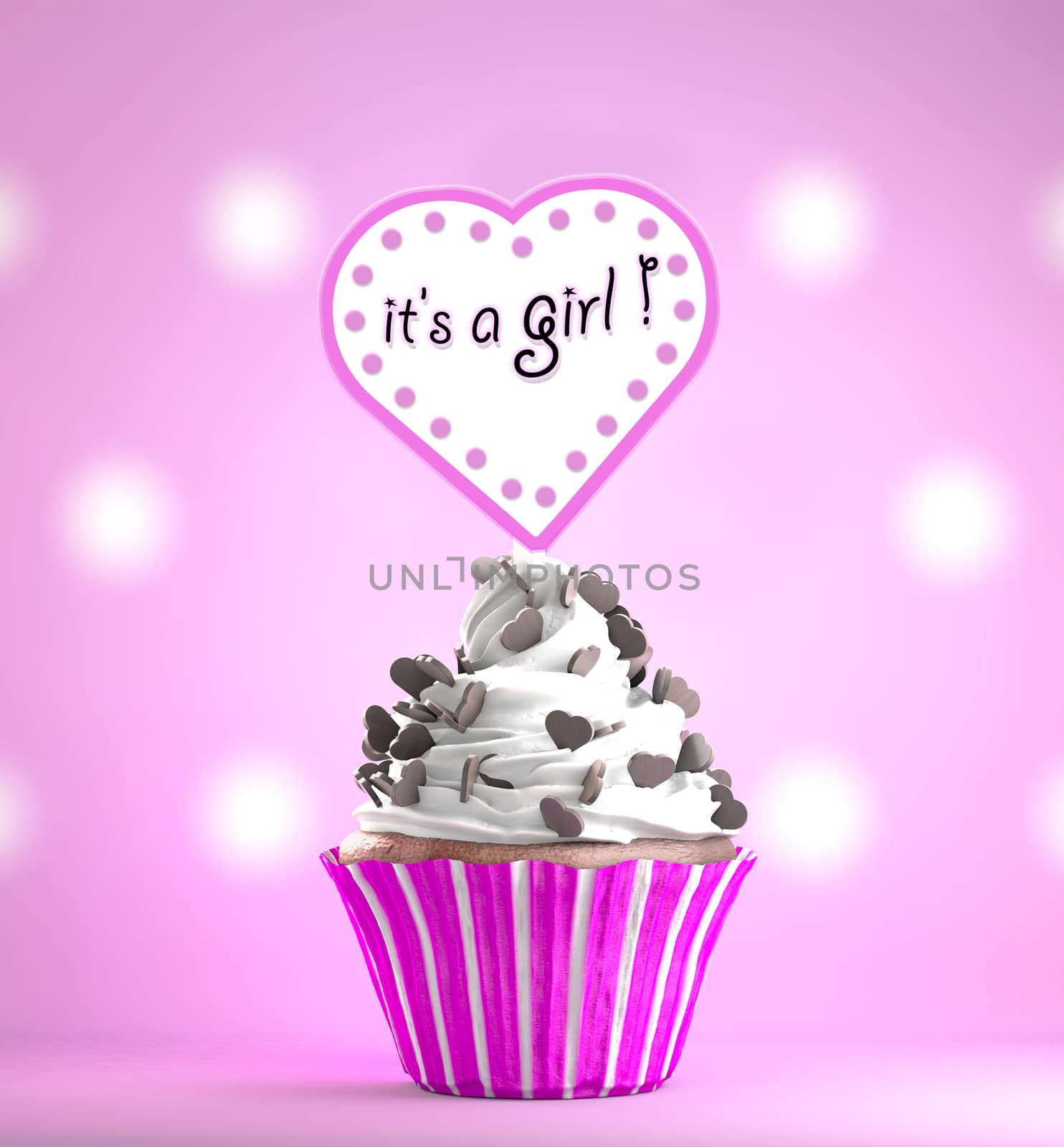 Newborn Baby Girl card message on a delicious cupcake by ytjo