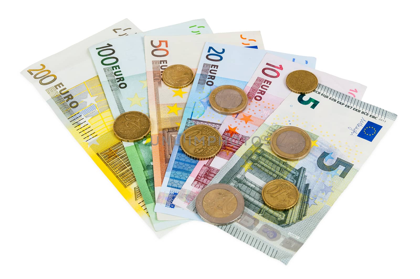 Set of euro banknotes and coins by mkos83