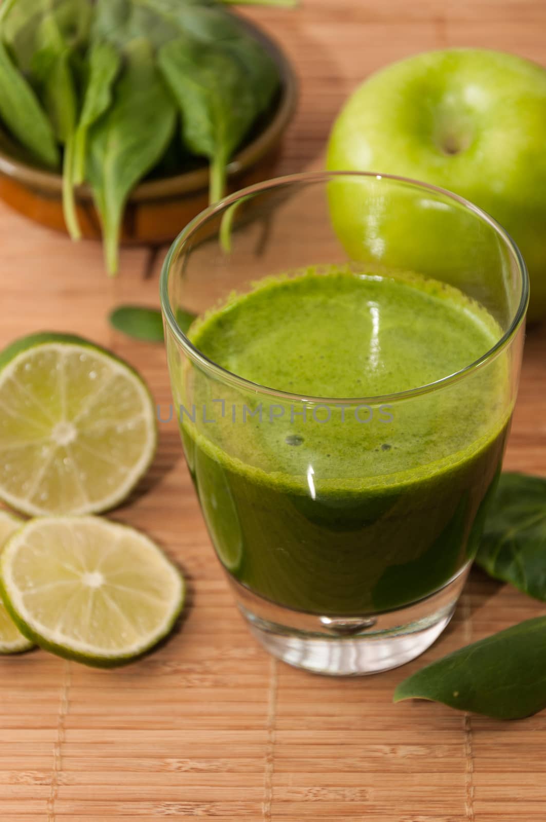 Green detox juice with fruits and vegetables