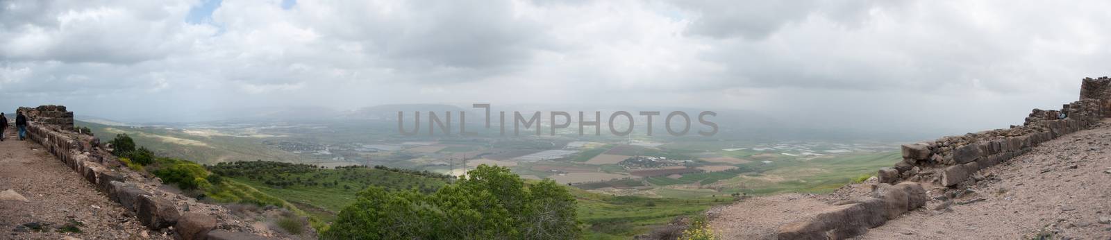Israeli landscape wide panorama of nature and sky