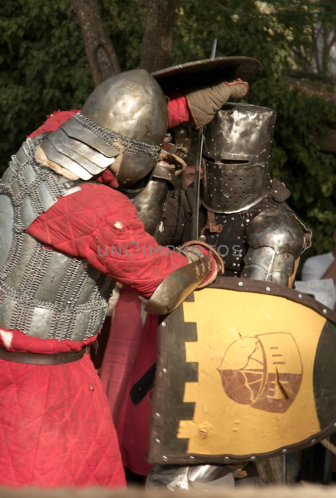 Knigts in medieval show of crusaders in Jerusalem