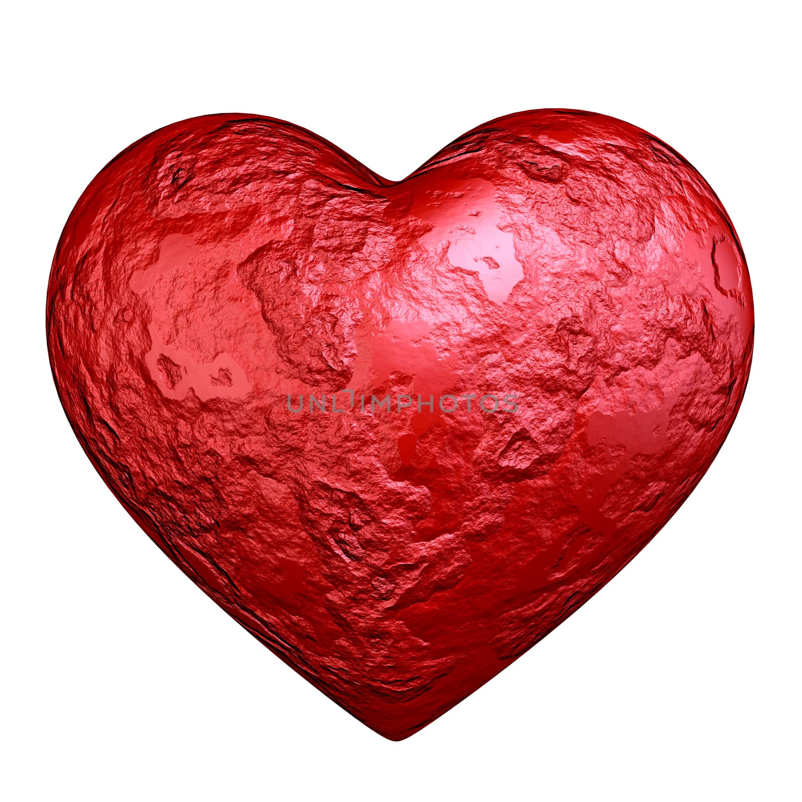 Red heart stone stones isolated on the white background