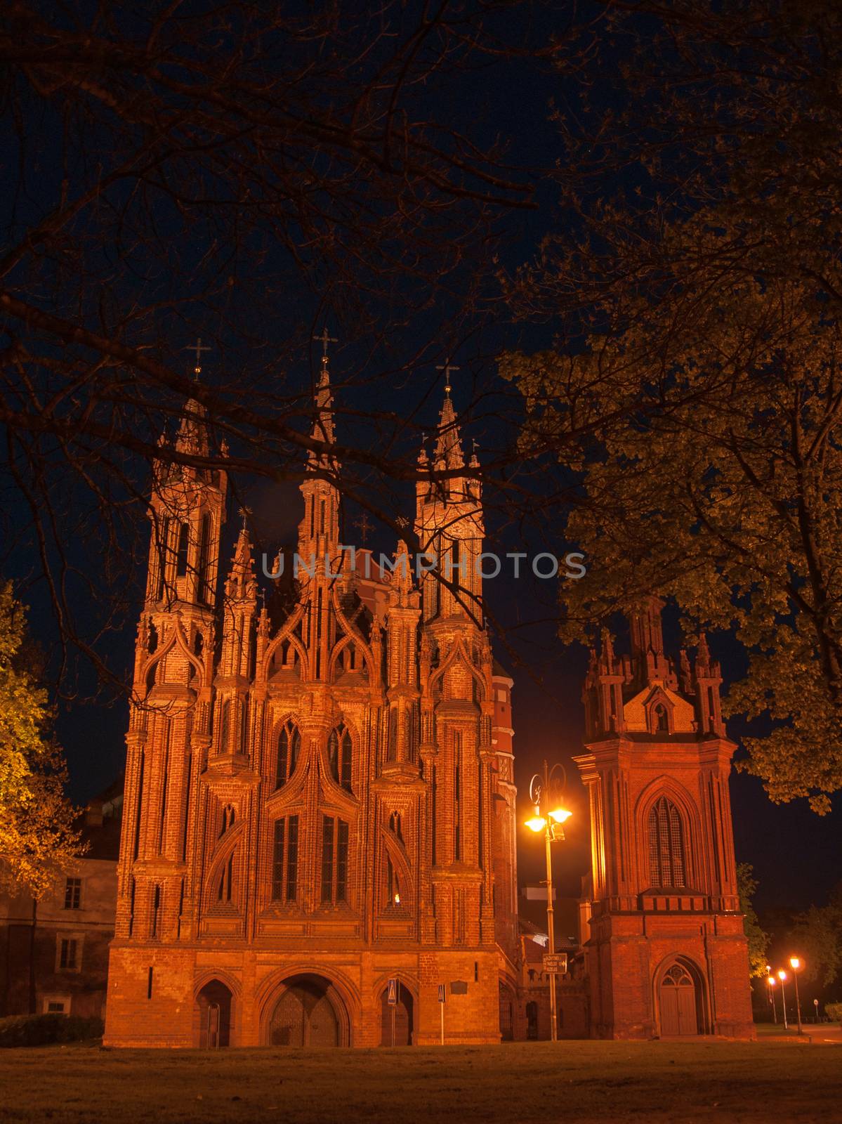 Night view of Vilnius church Lithuania travel