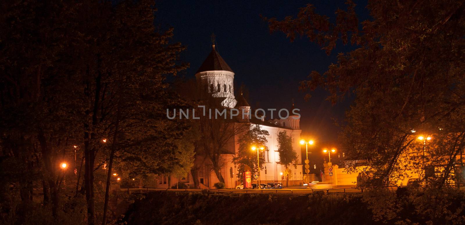 Night view of Vilnius church Lithuania travel