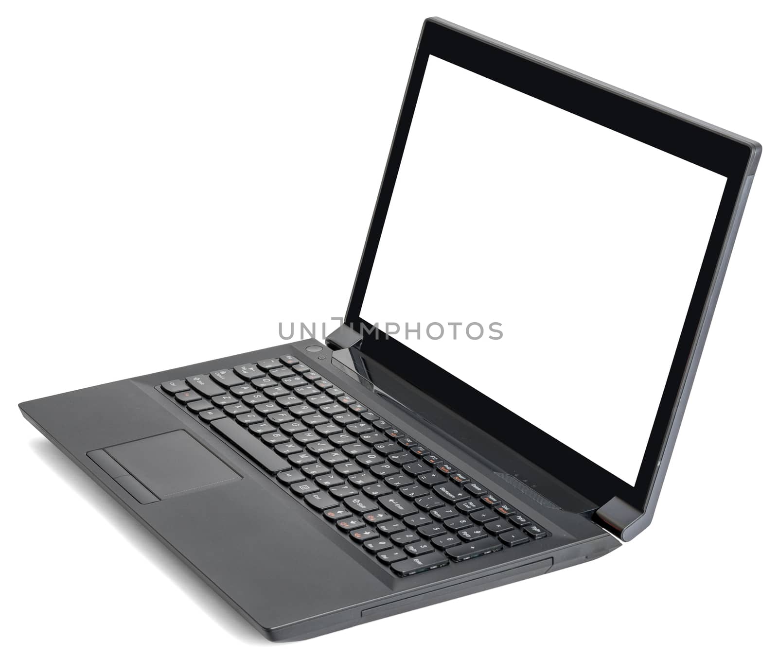 Black laptop on white by cherezoff