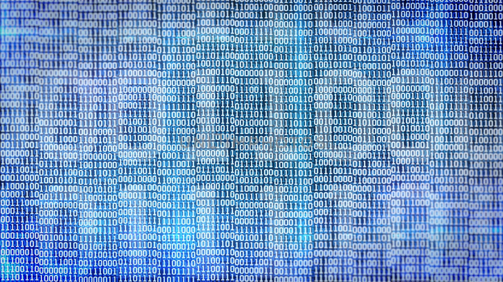 binary code screen listing table on blue background