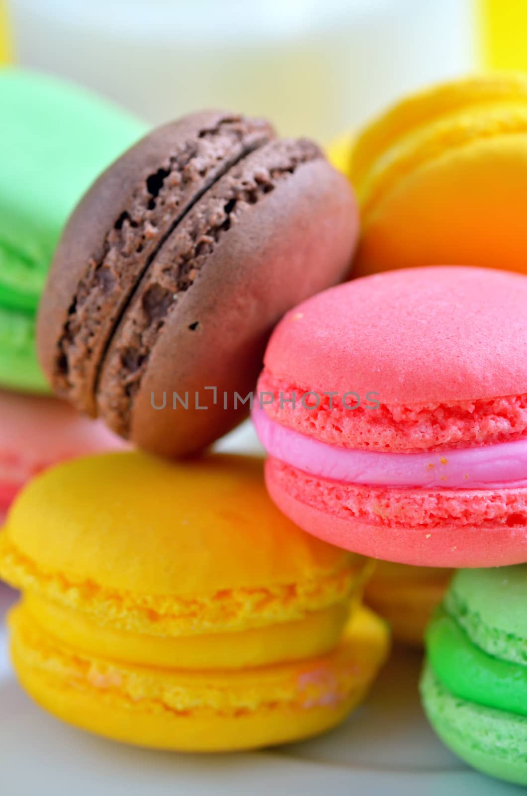 traditional french colorful macarons