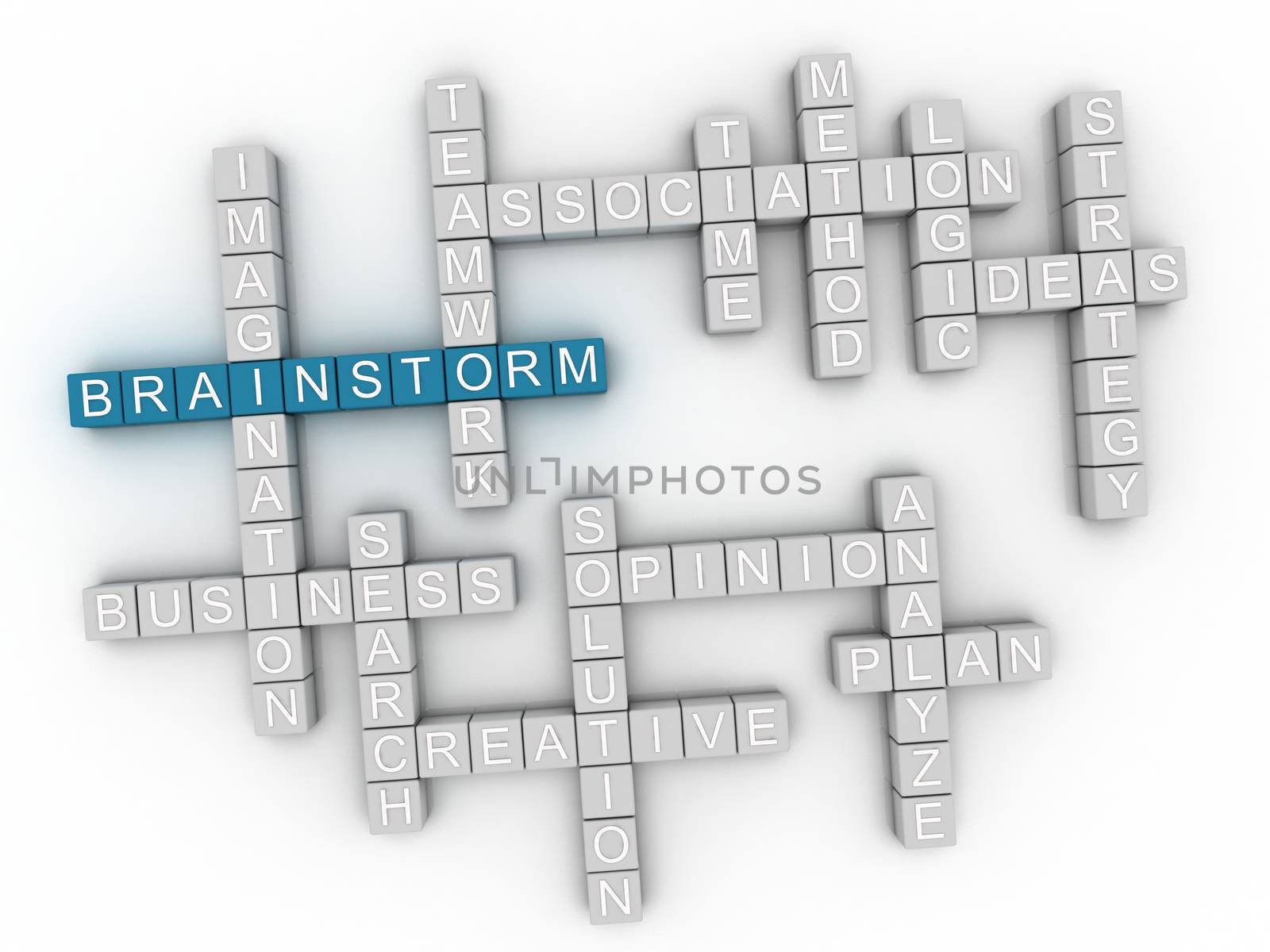 3d image Brainstorm word cloud concept by dacasdo