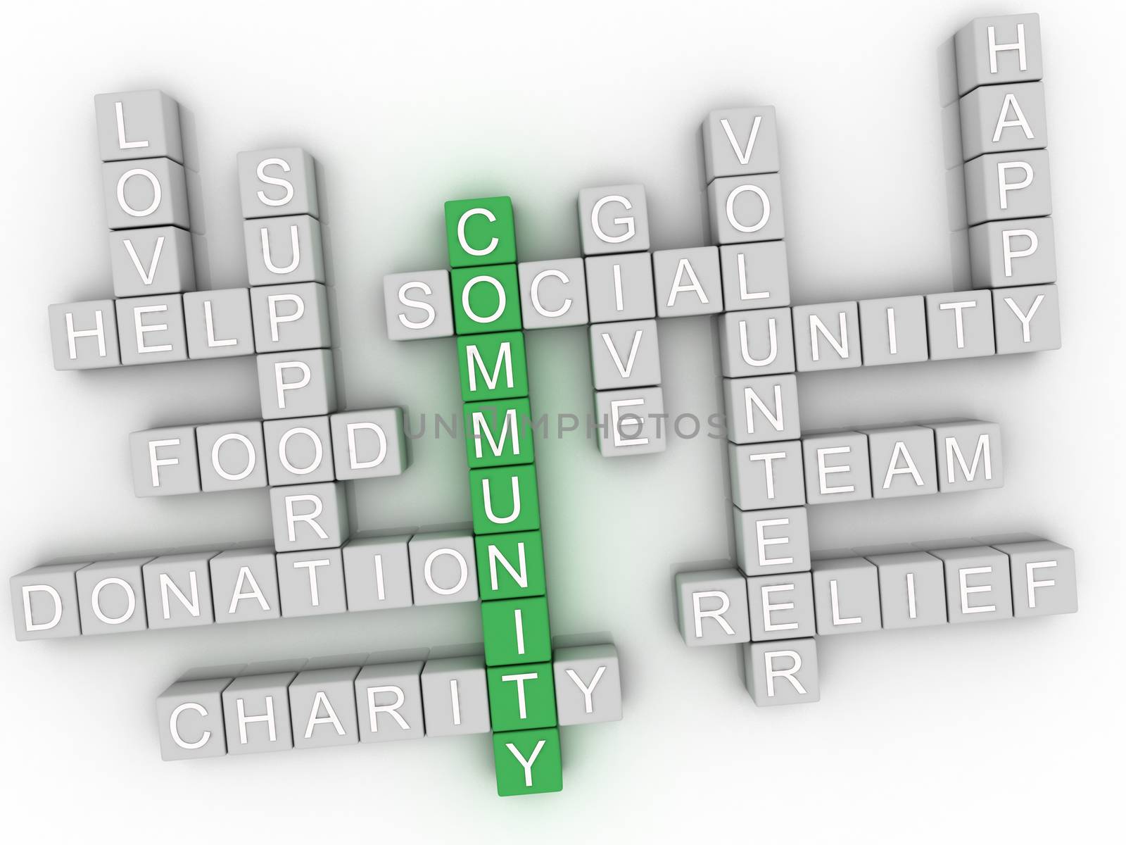 3d image Community word cloud concept by dacasdo