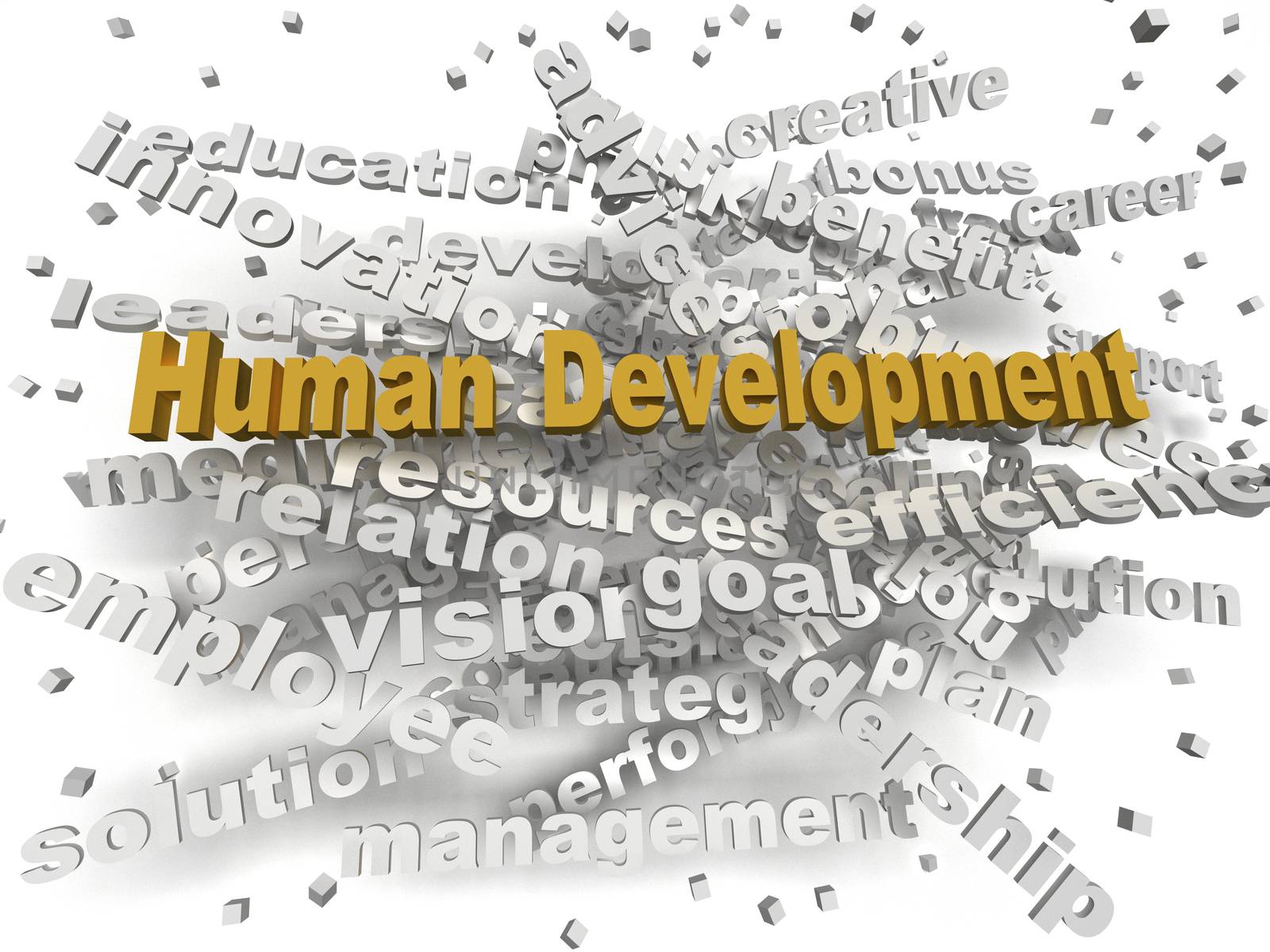 3d image Human Development word cloud concept by dacasdo