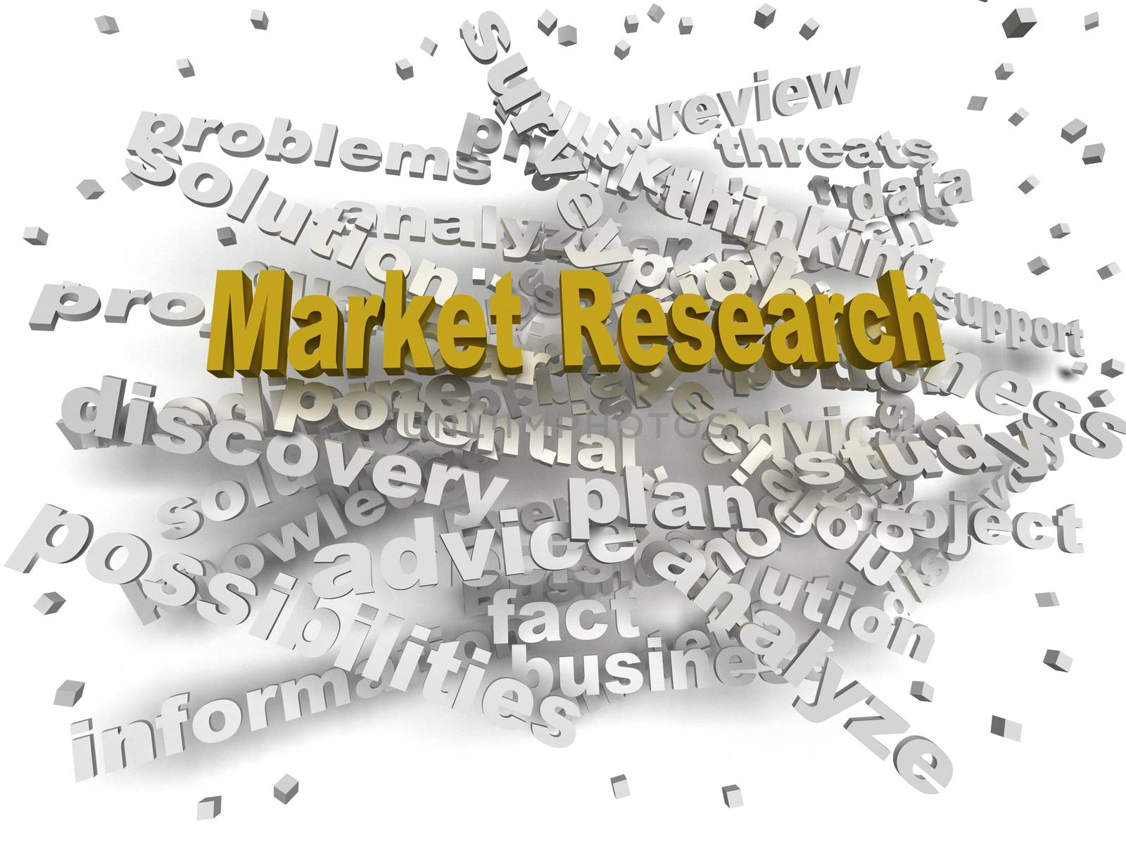 3d image Market Research word cloud concept