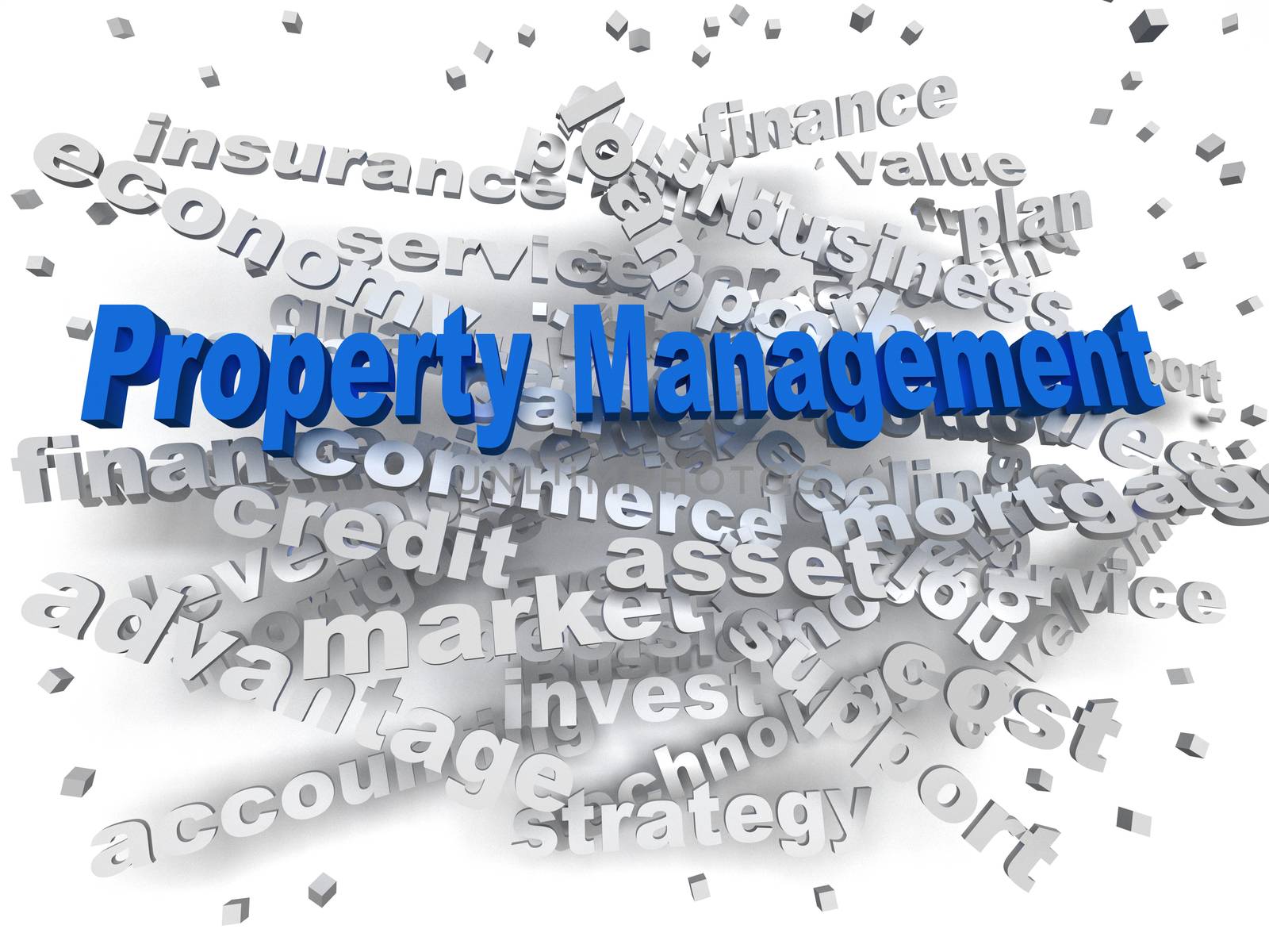 3d image Property Management word cloud concept by dacasdo