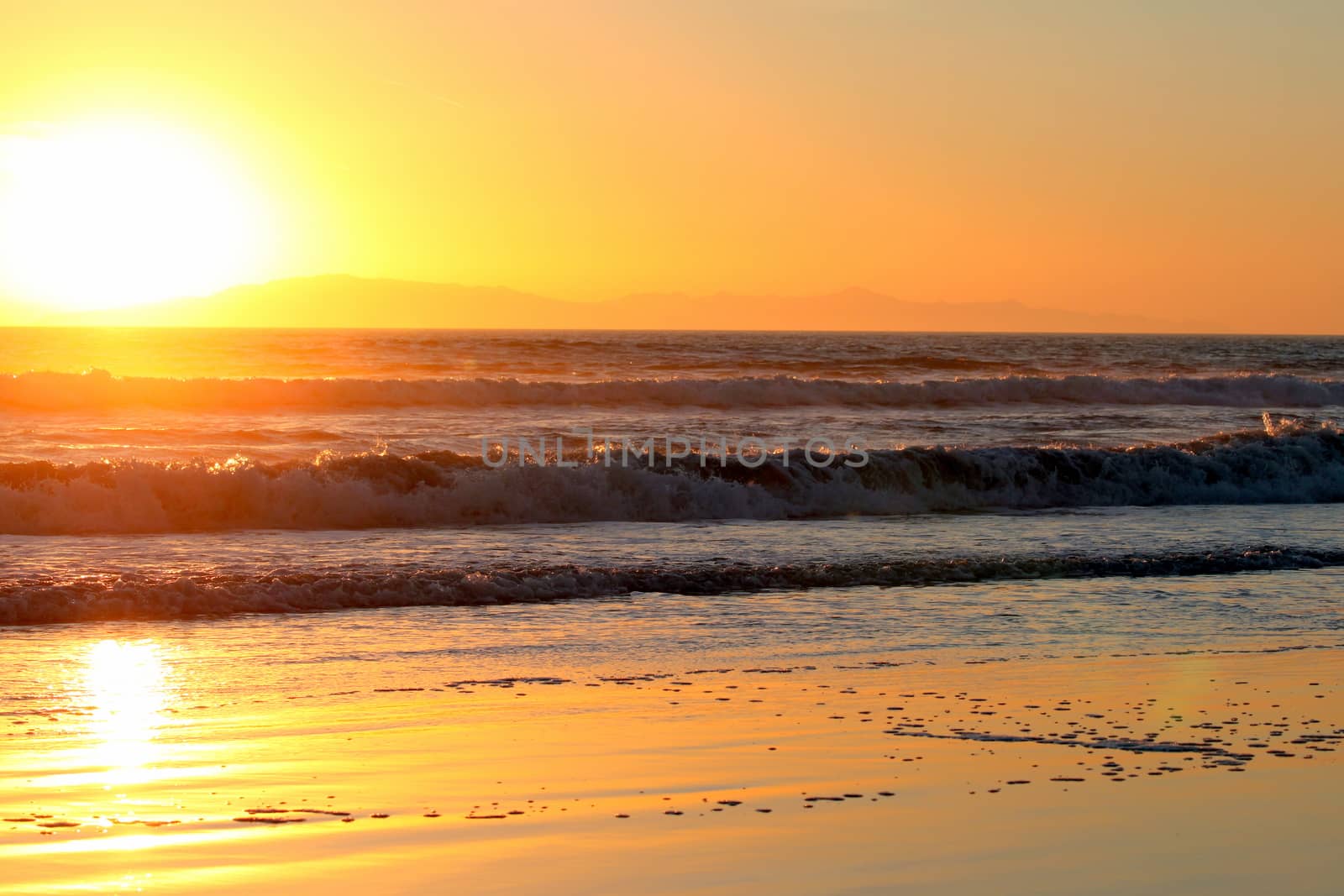 Sunset over the Pacific Ocean in Ventura California.