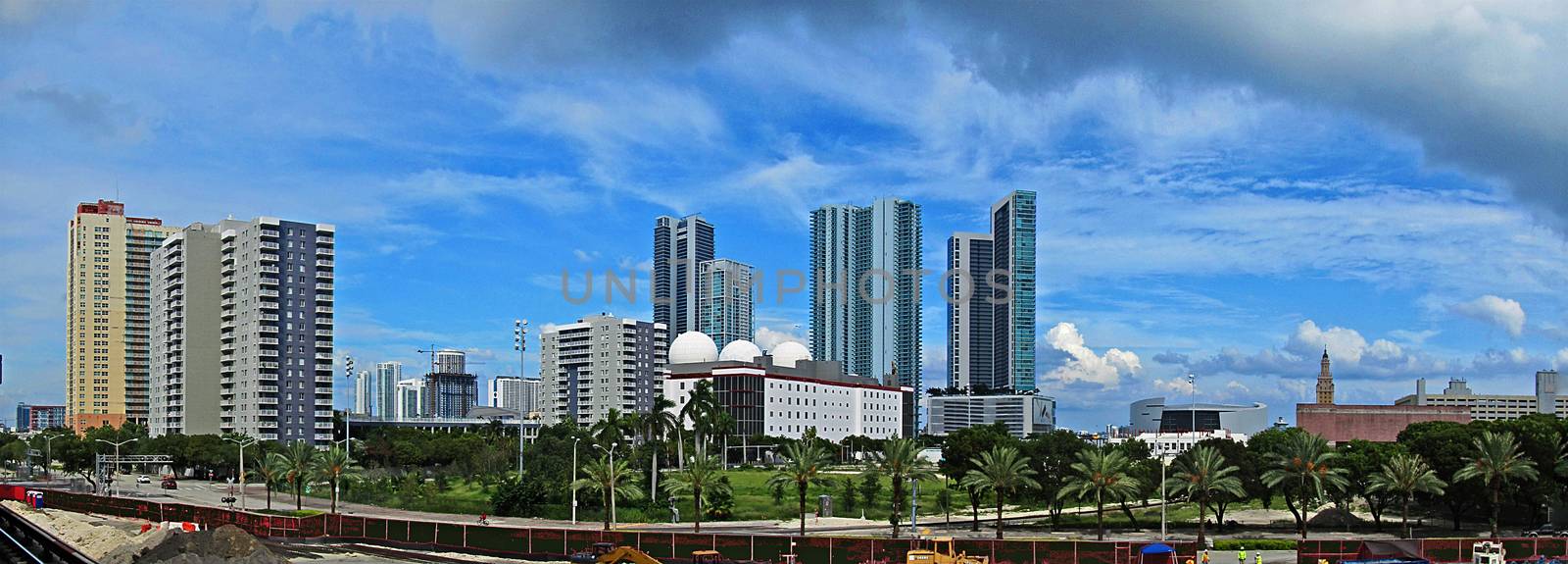 A panoramic illustration of Miami downtown