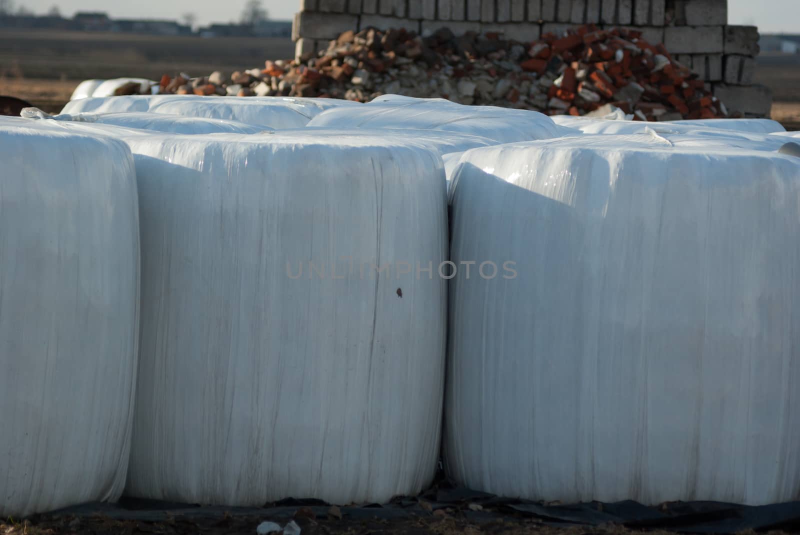 silage, bales, hay bales, plastic wrap cover for wheat cereal bales outdoor