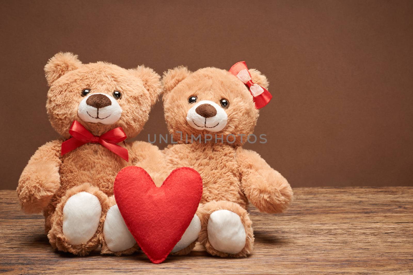 Valentines Day. Love red heart.Couple Teddy Bears  by 918