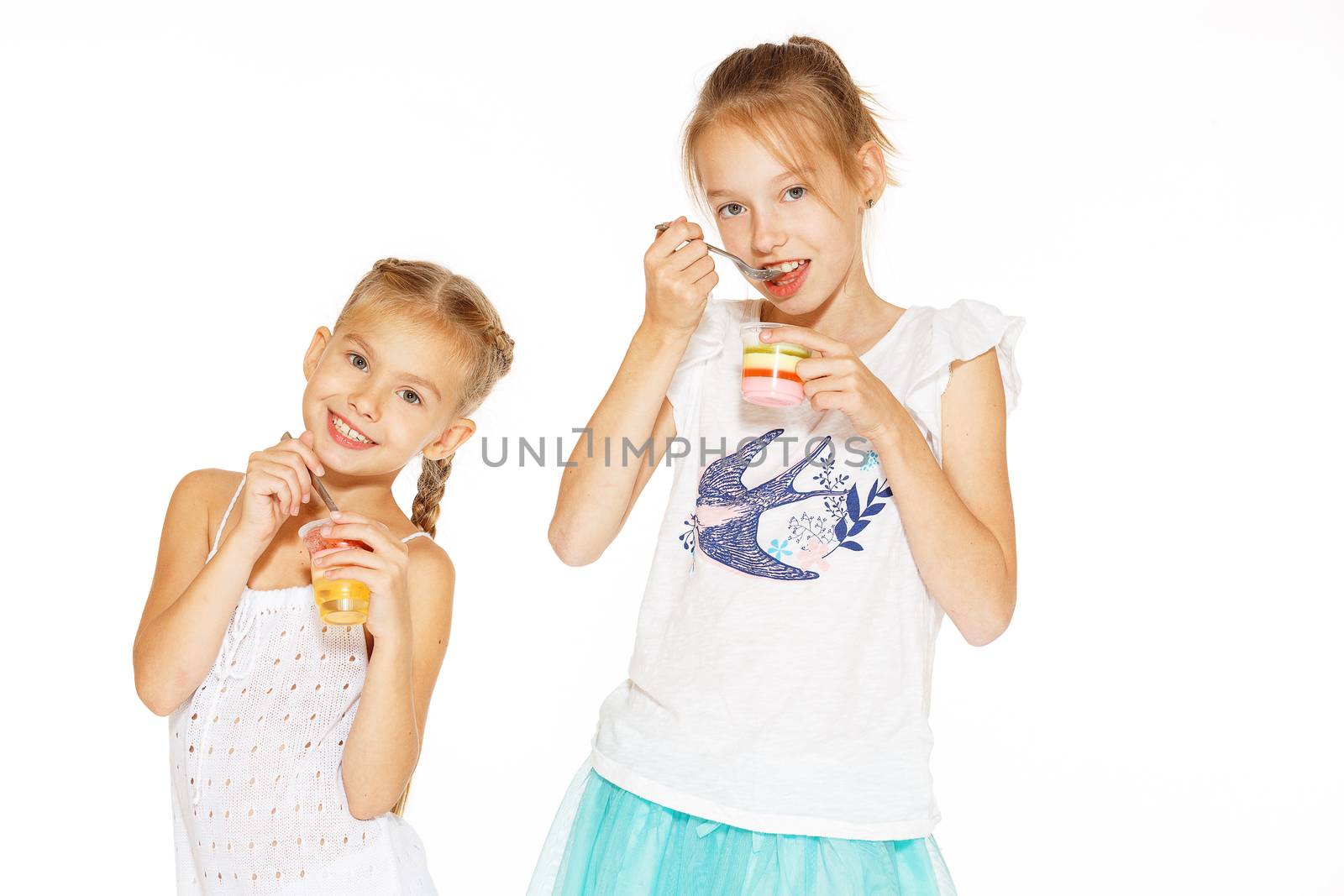 Little girls eating jello by gorov108