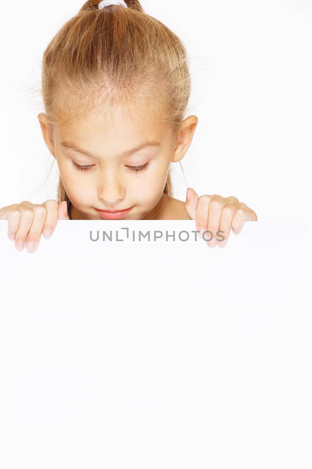 Little girl with blank sign by gorov108