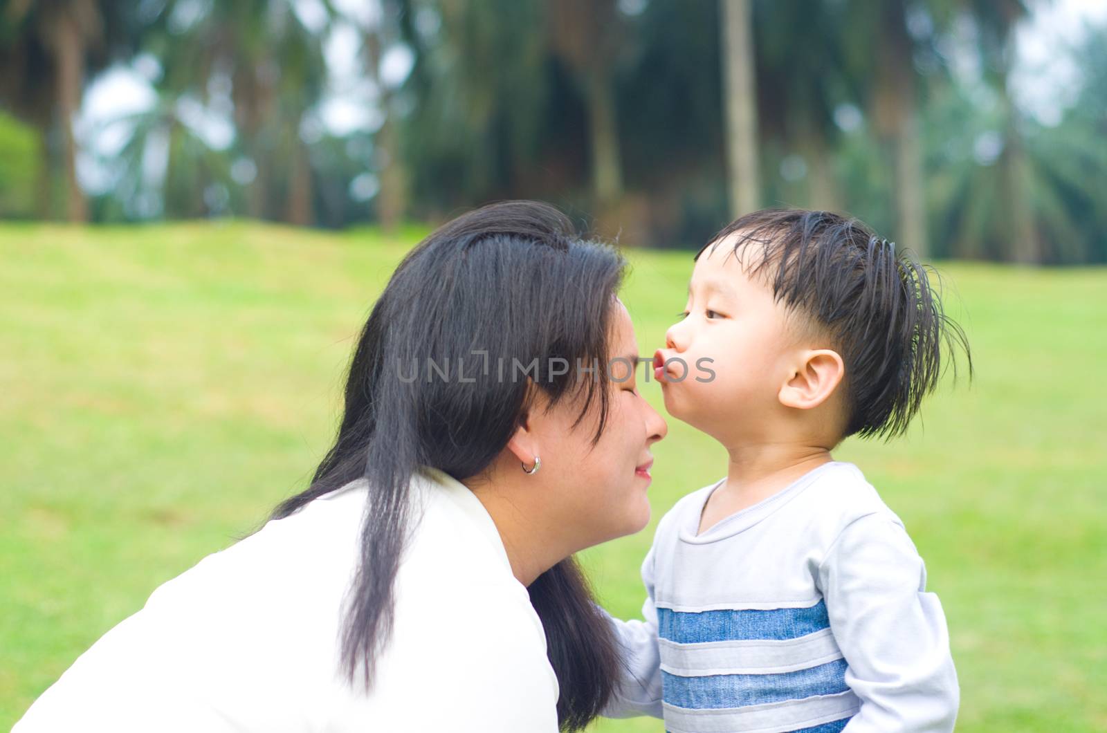 Asian mother and son