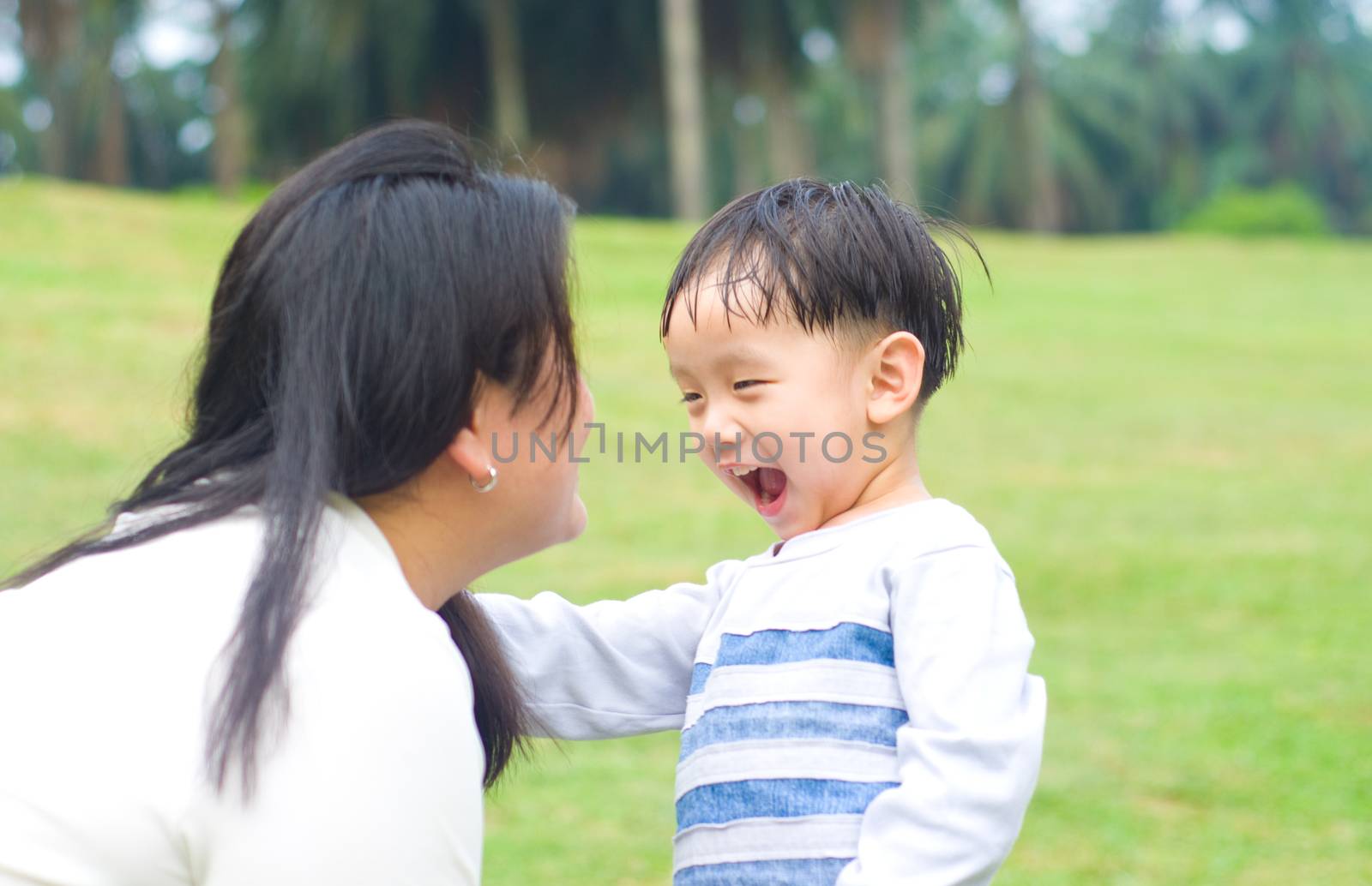 Asian mother and son