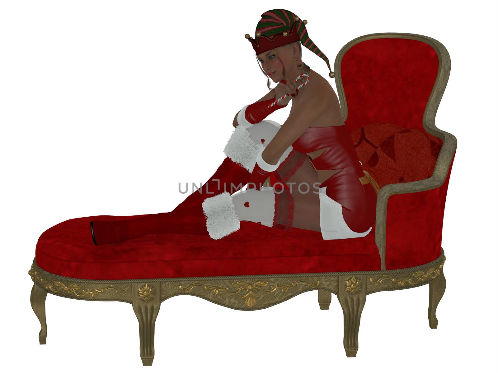 Christmas Woman on Couch by Catmando