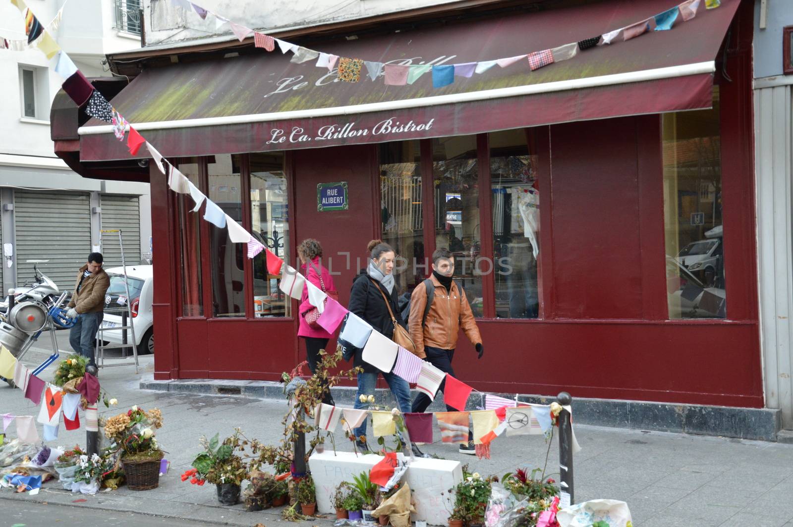 FRANCE, Paris: Le Carillon, the popular Paris located on rue Bichat, bar where 15 people were killed during terror attacks in November, reopens its doors again on January 13, 2016, two months after the attacks. Gunmen and suicide bombers went on a killing spree in Paris on November 13, attacking the concert hall Bataclan as well as bars, restaurants and the Stade de France. Islamic State jihadists operating out of Iraq and Syria released a statement claiming responsibility for the coordinated attacks that killed 130 and injured over 350.