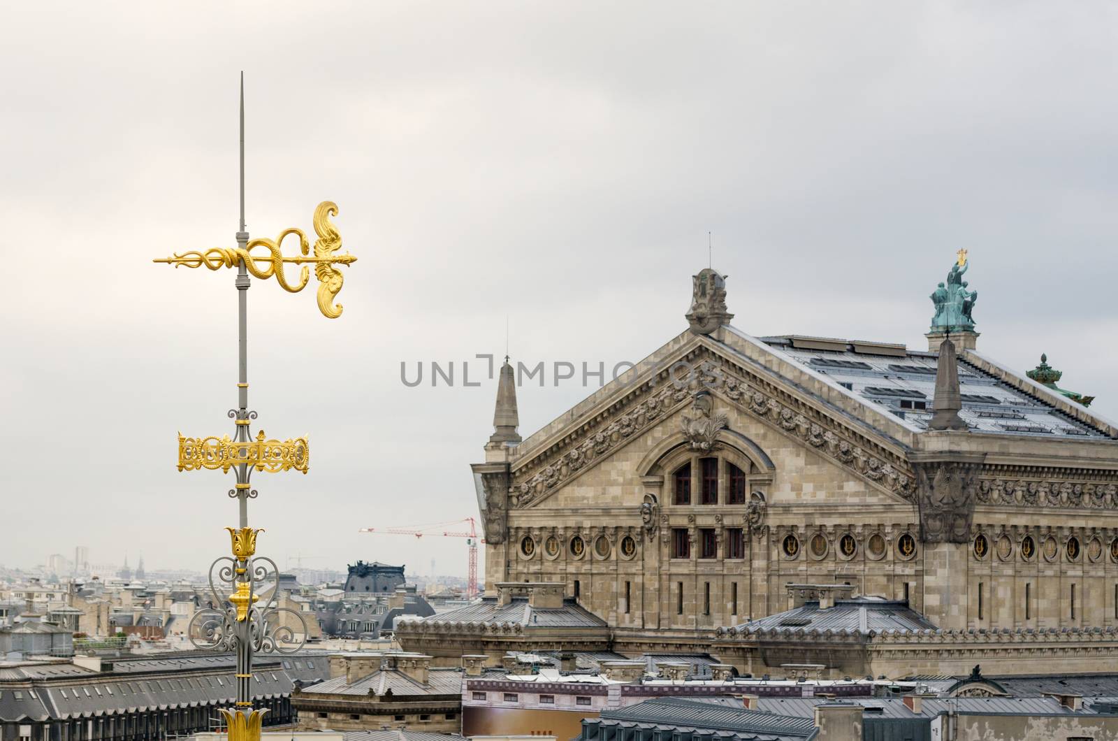Snakes and arrow Roof Decorated with Opera House (Palais Garnier) in Paris by siraanamwong