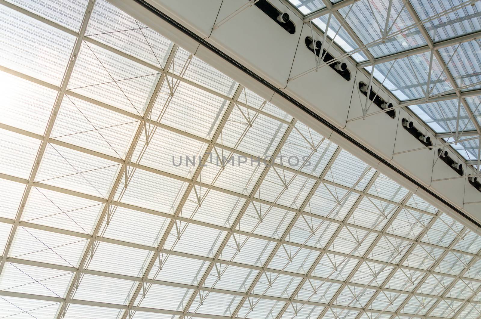 Futuristic Roof Structure Detail of Charles de Gaulle airport in Paris, France