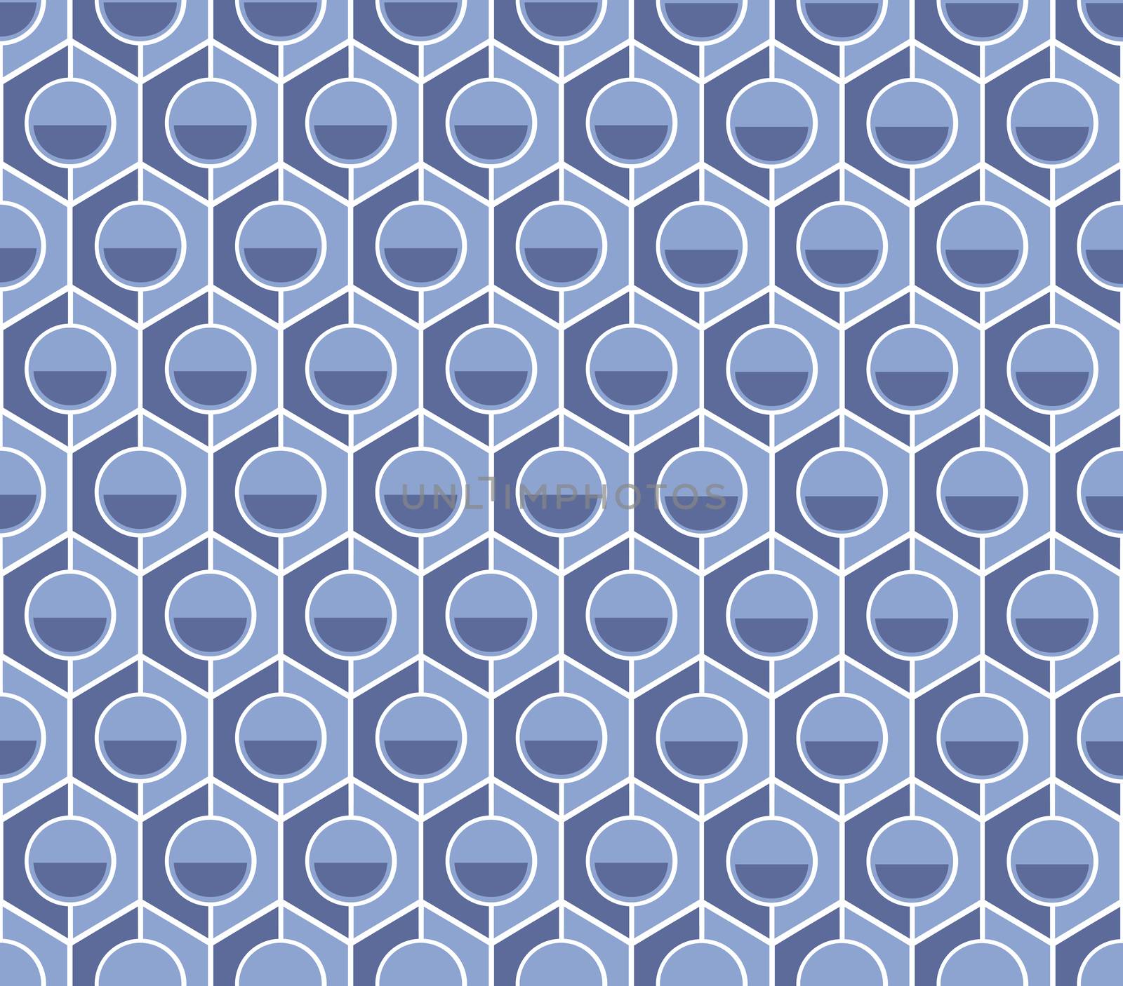hexagonal with a circle in the middle of a textile pattern blue