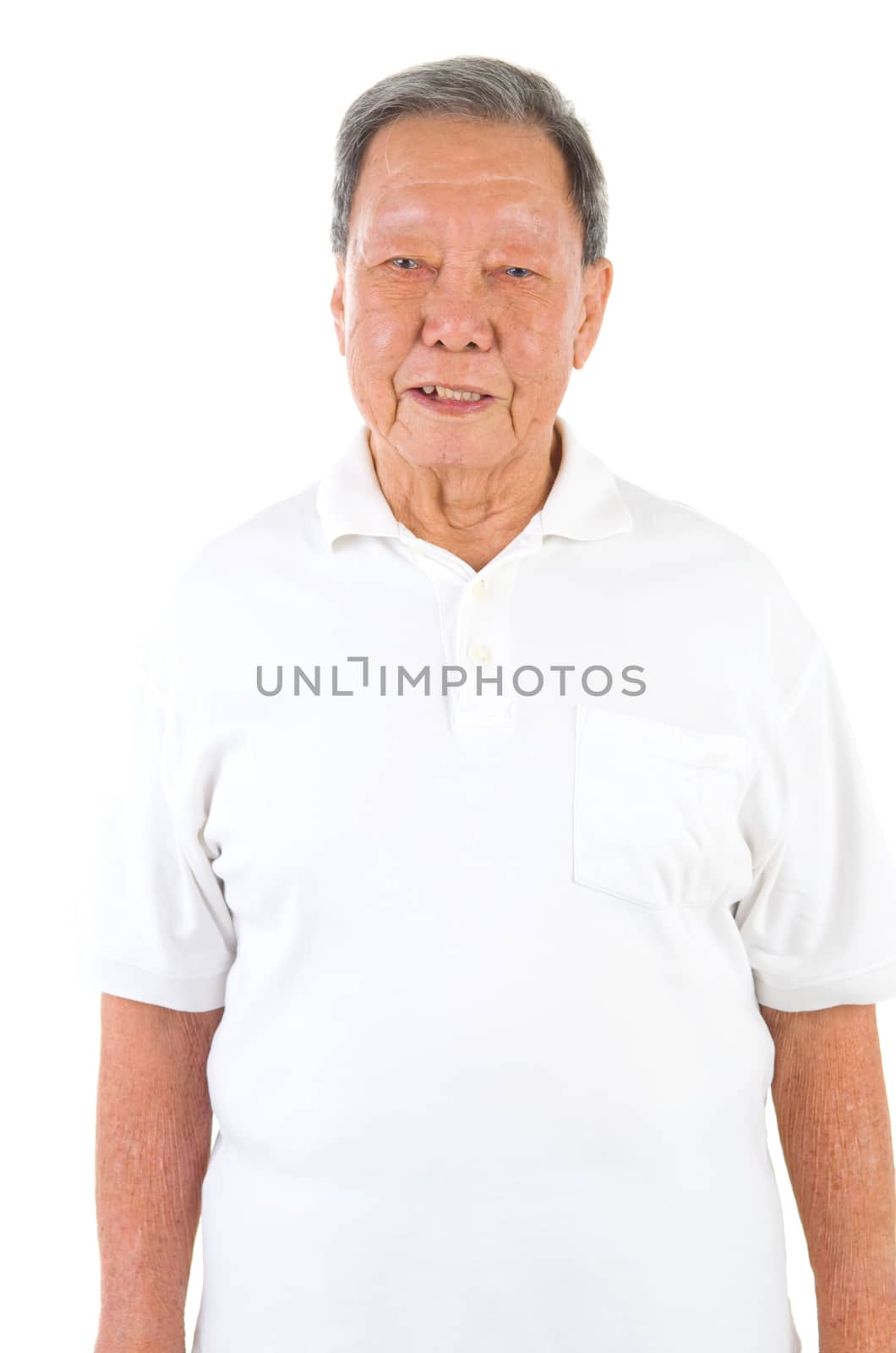 happy asian senior male smilling in the studio

